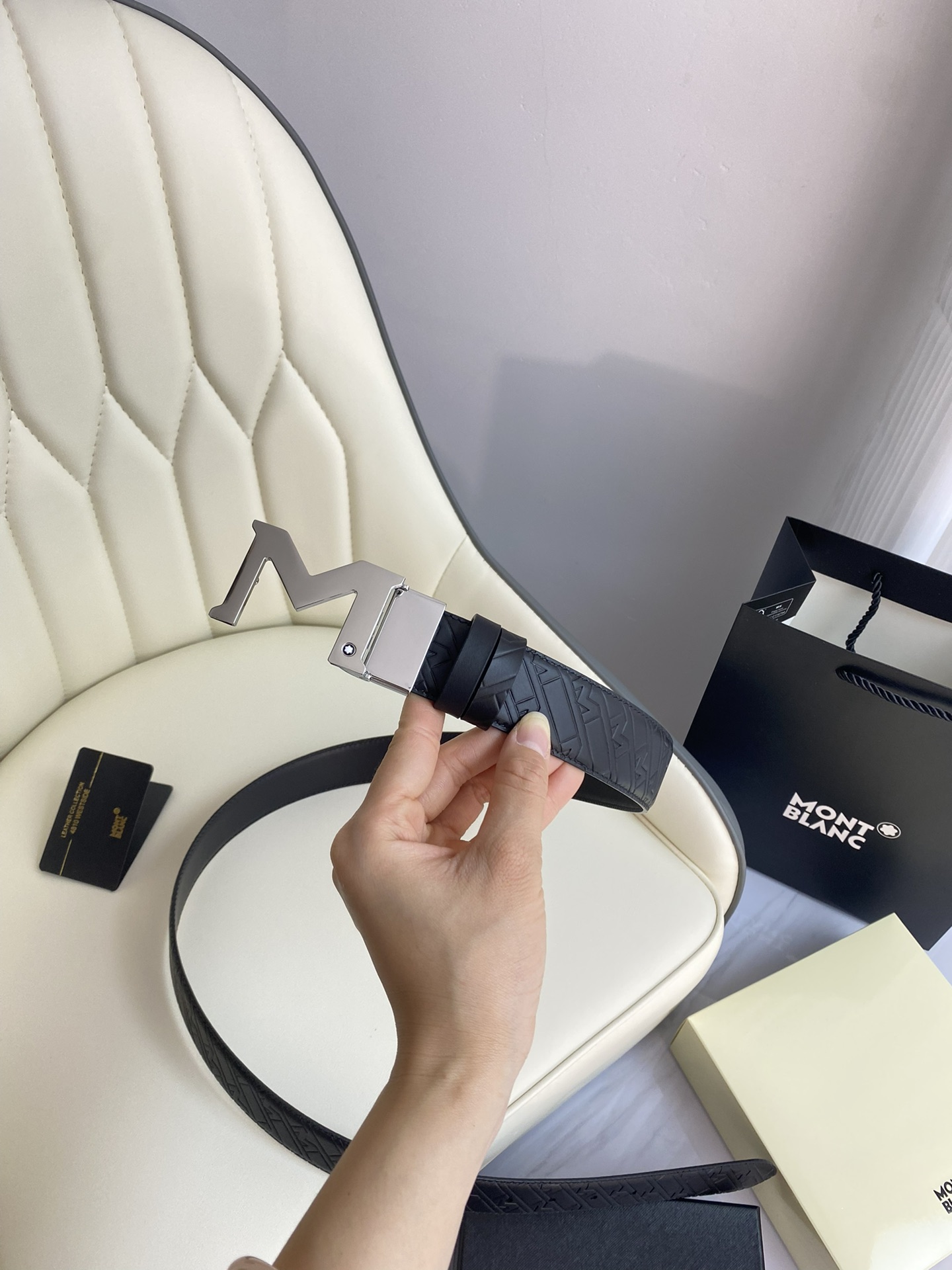 Montblanc Leather Belt Top Grain Leather M-l