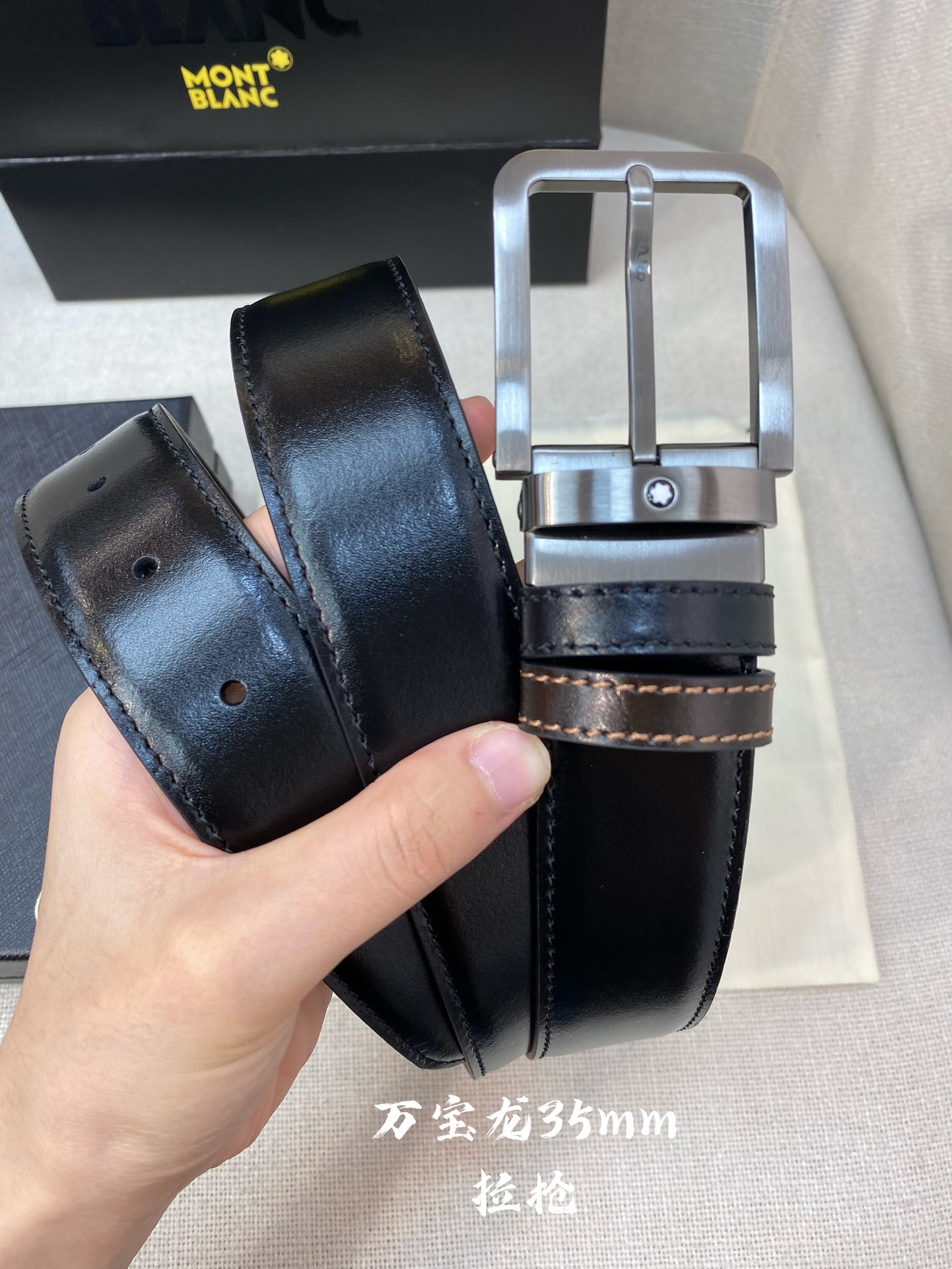 Montblanc Leather Belt Top Grain Leather M-l