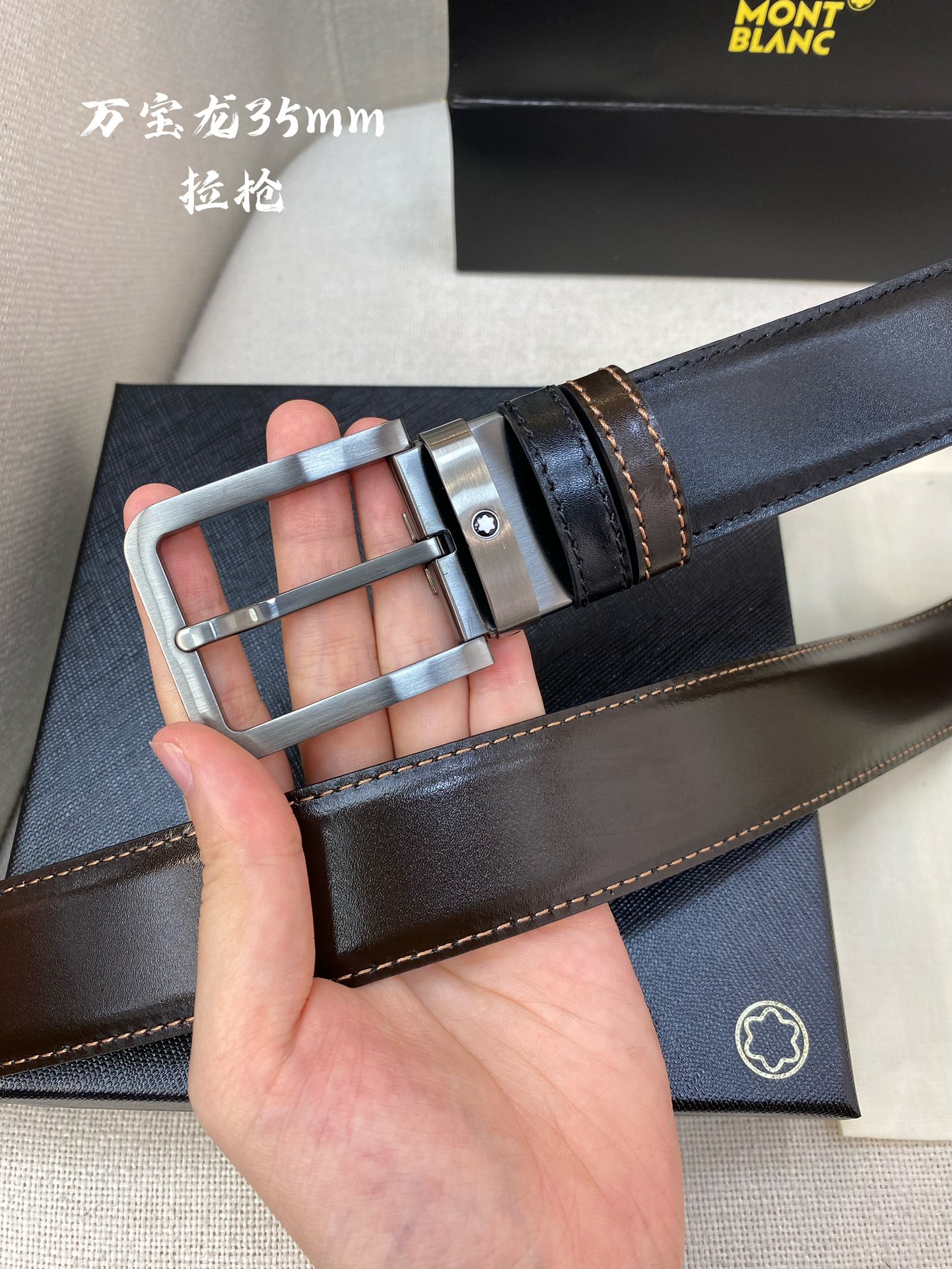 Montblanc Leather Belt Top Grain Leather M-l