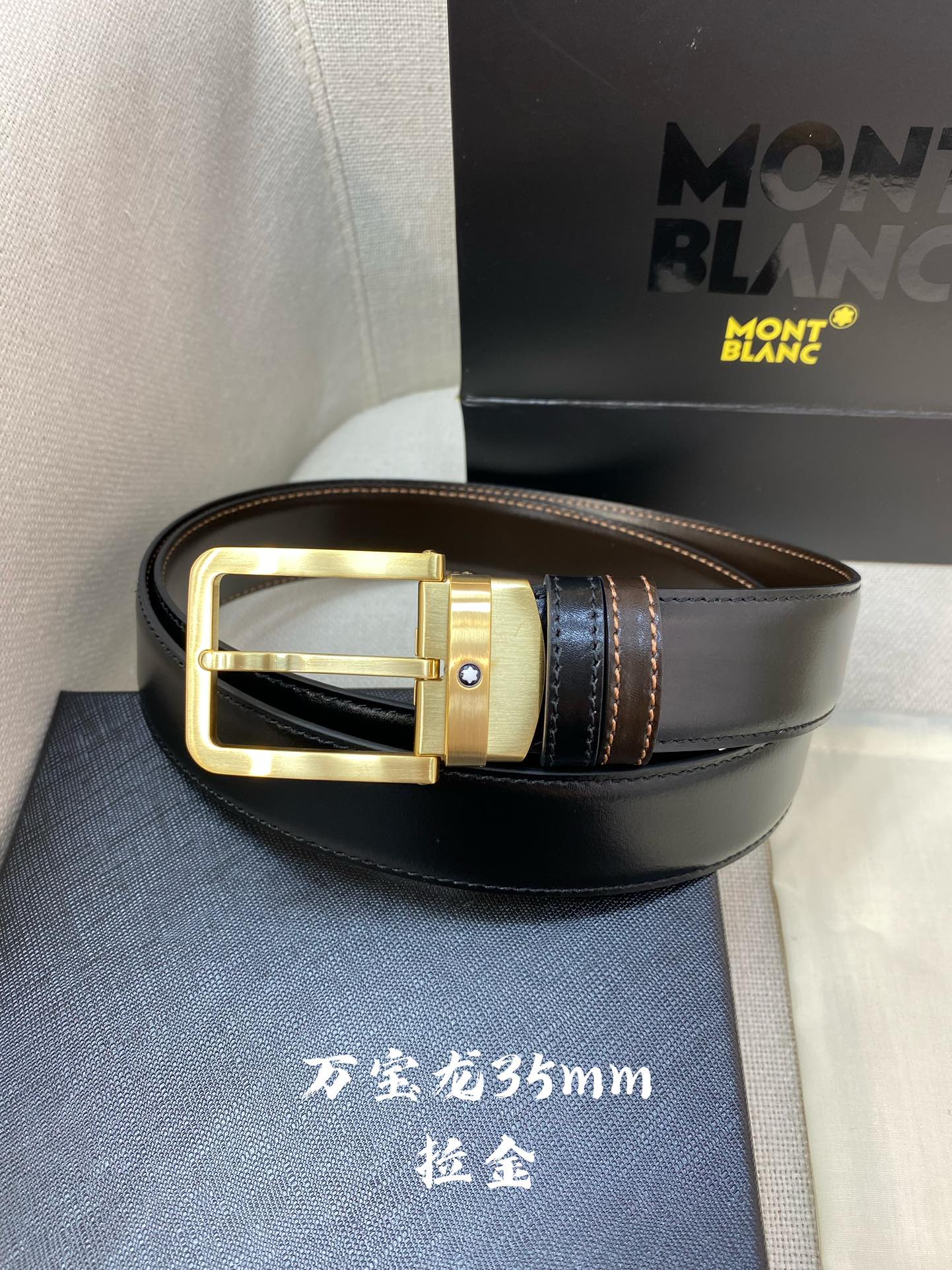 Montblanc Leather Belt Top Grain Leather M-l
