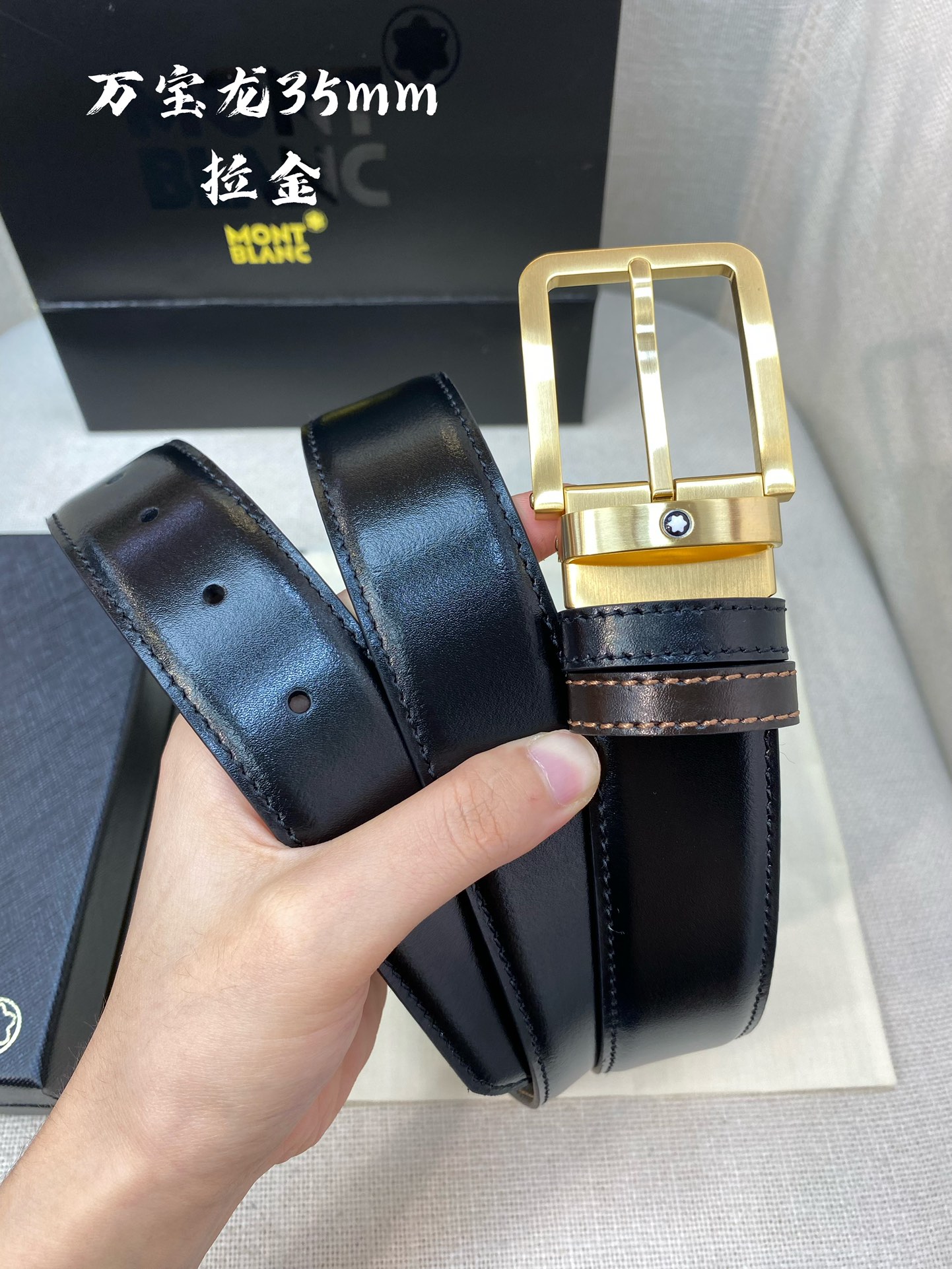 Montblanc Leather Belt Top Grain Leather M-l