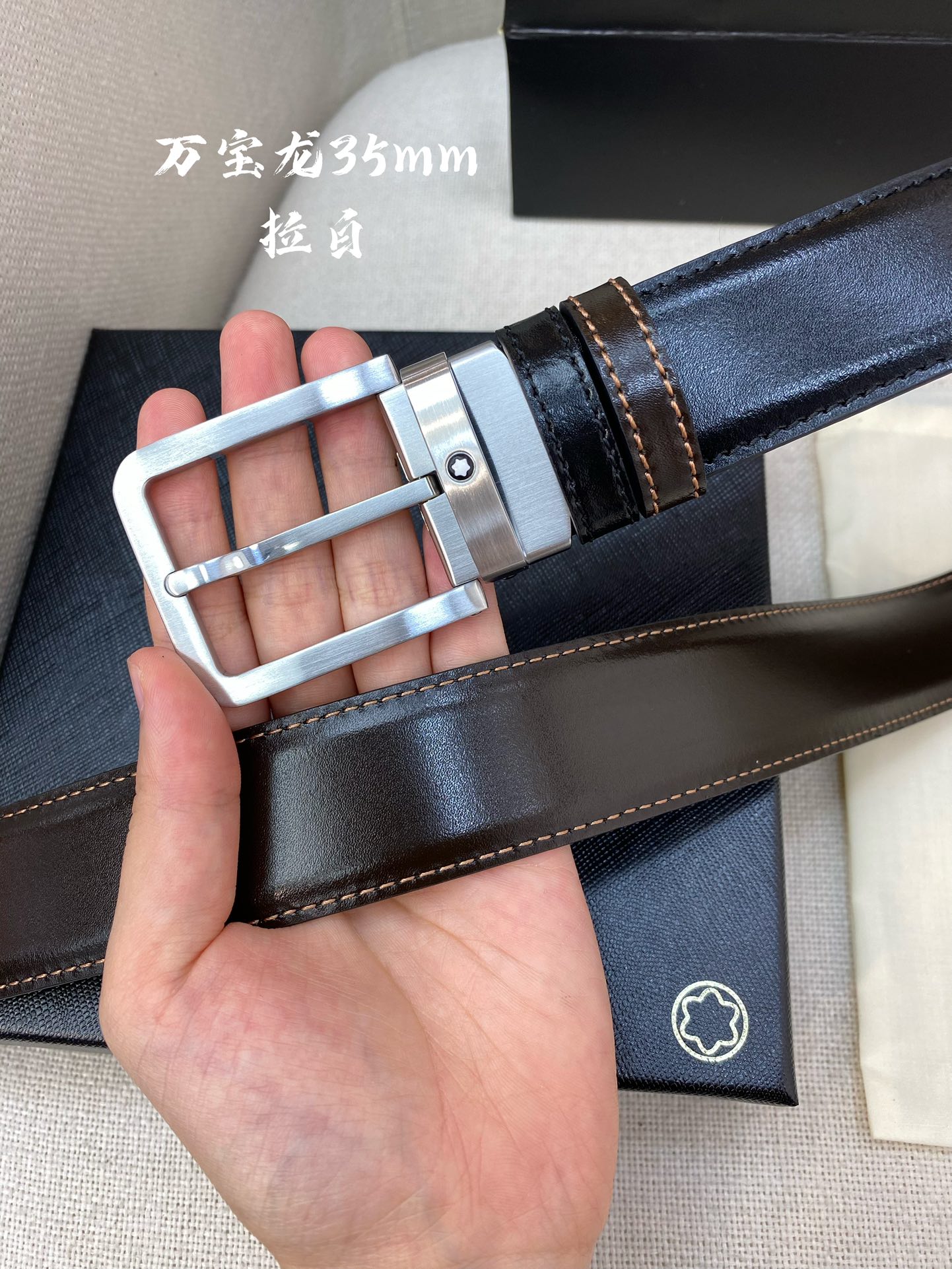 Montblanc Leather Belt Top Grain Leather M-l