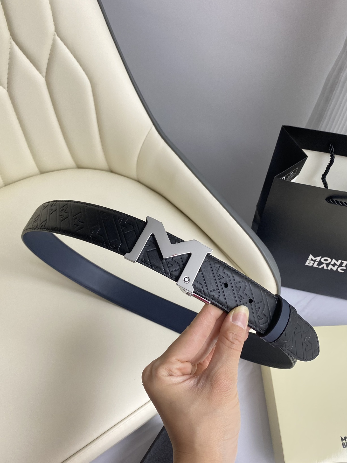 Montblanc Leather Belt Top Grain Leather M-l