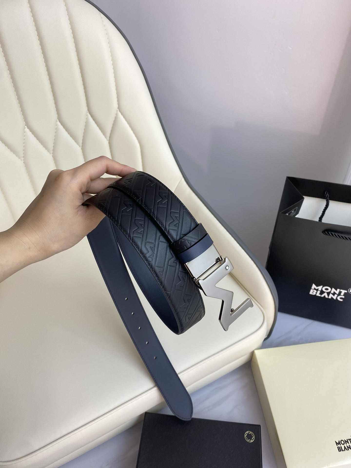 Montblanc Leather Belt Top Grain Leather M-l