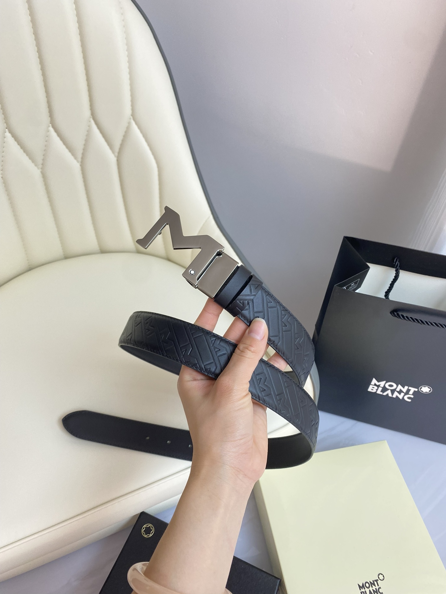 Montblanc Leather Belt Top Grain Leather M-l