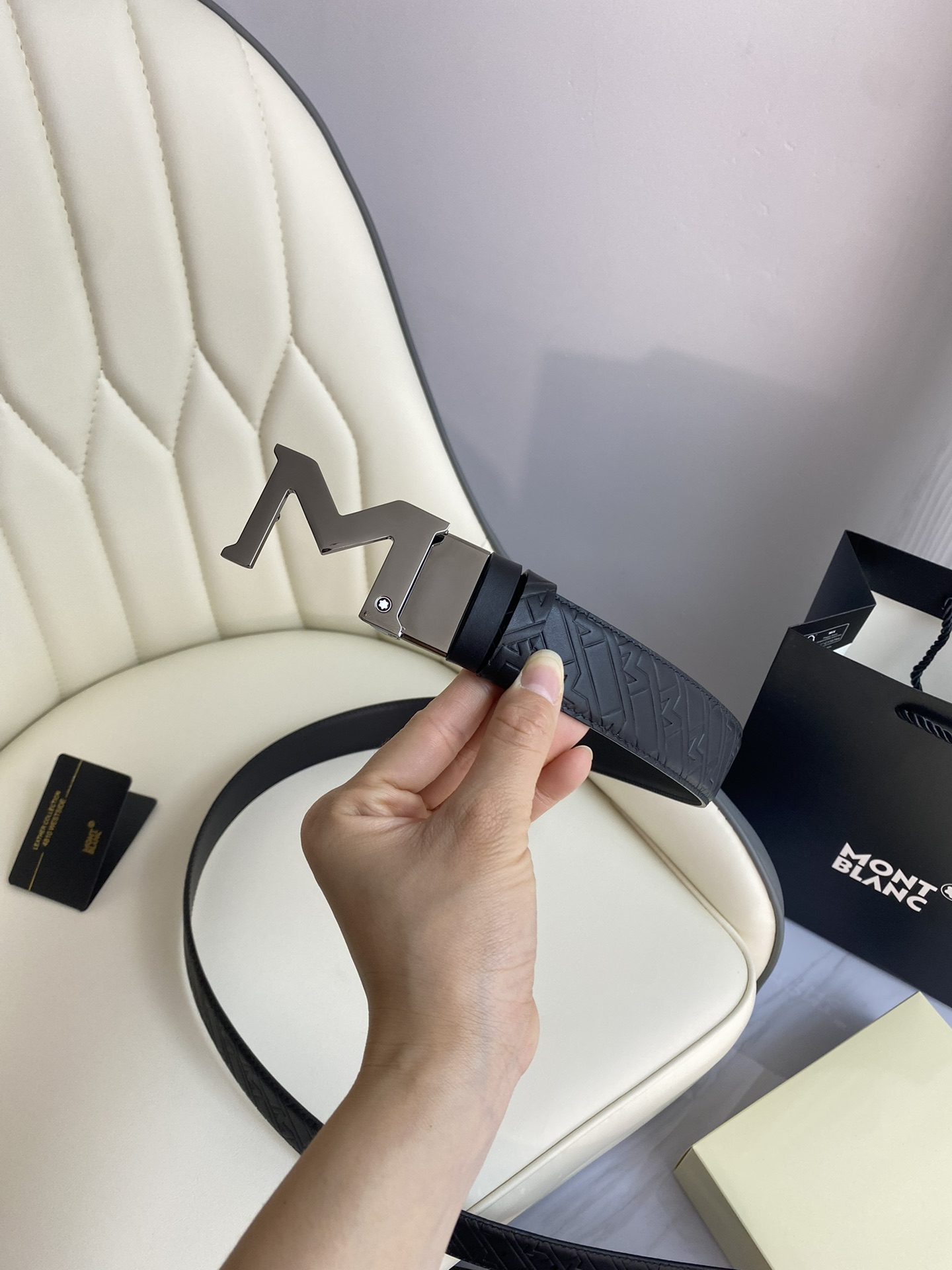 Montblanc Leather Belt Top Grain Leather M-l