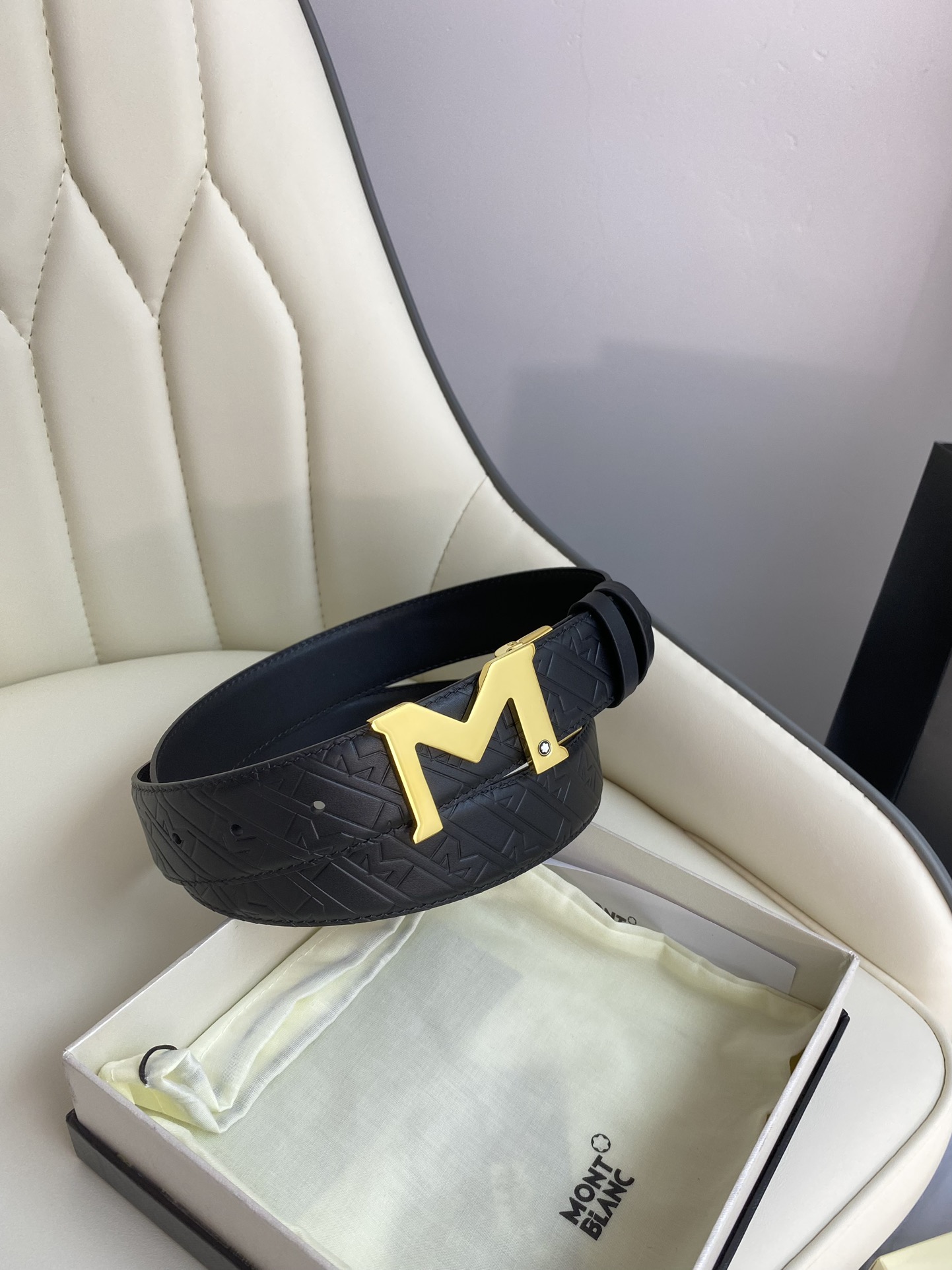 Montblanc Leather Belt Top Grain Leather M-l