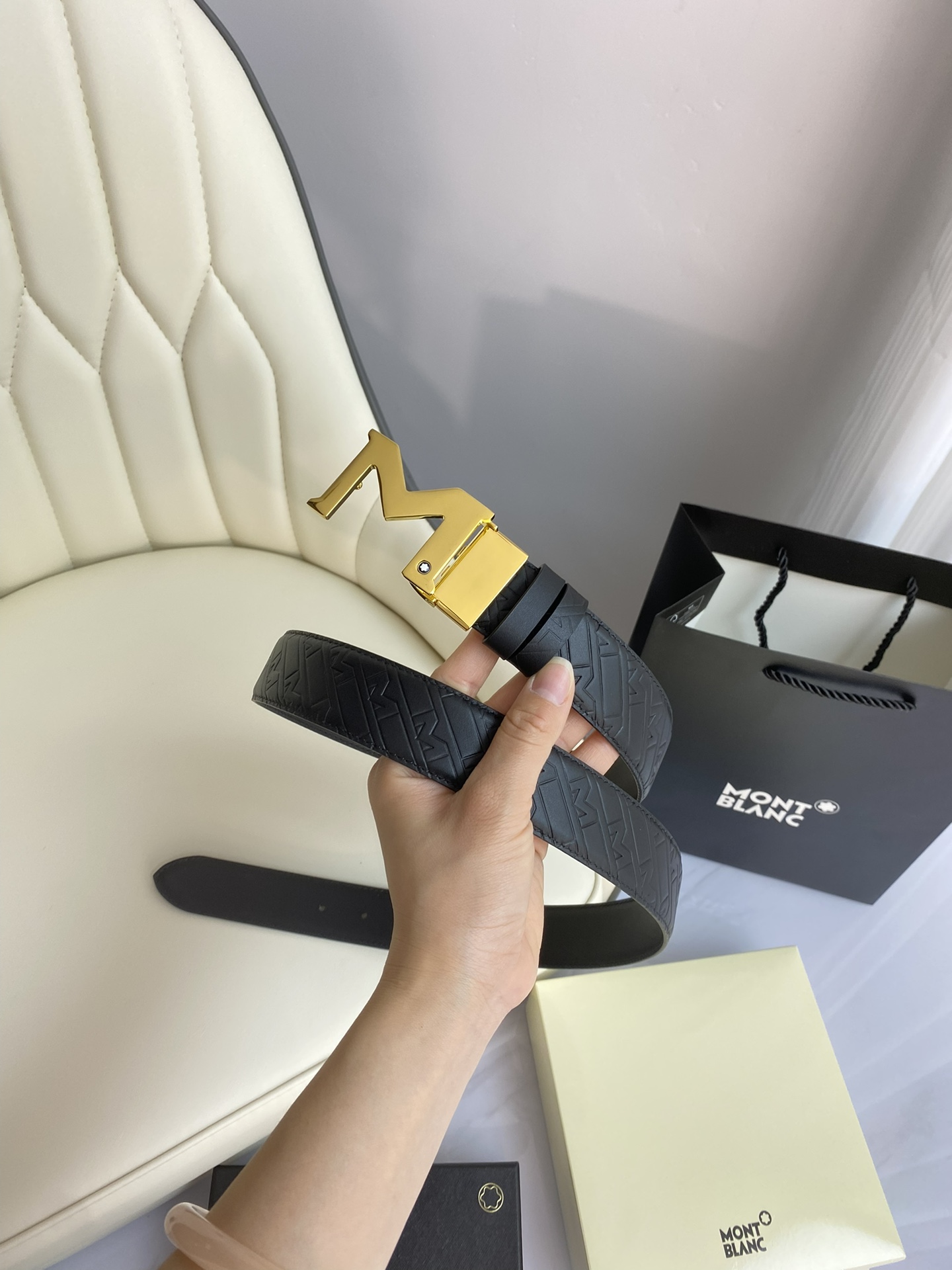 Montblanc Leather Belt Top Grain Leather M-l