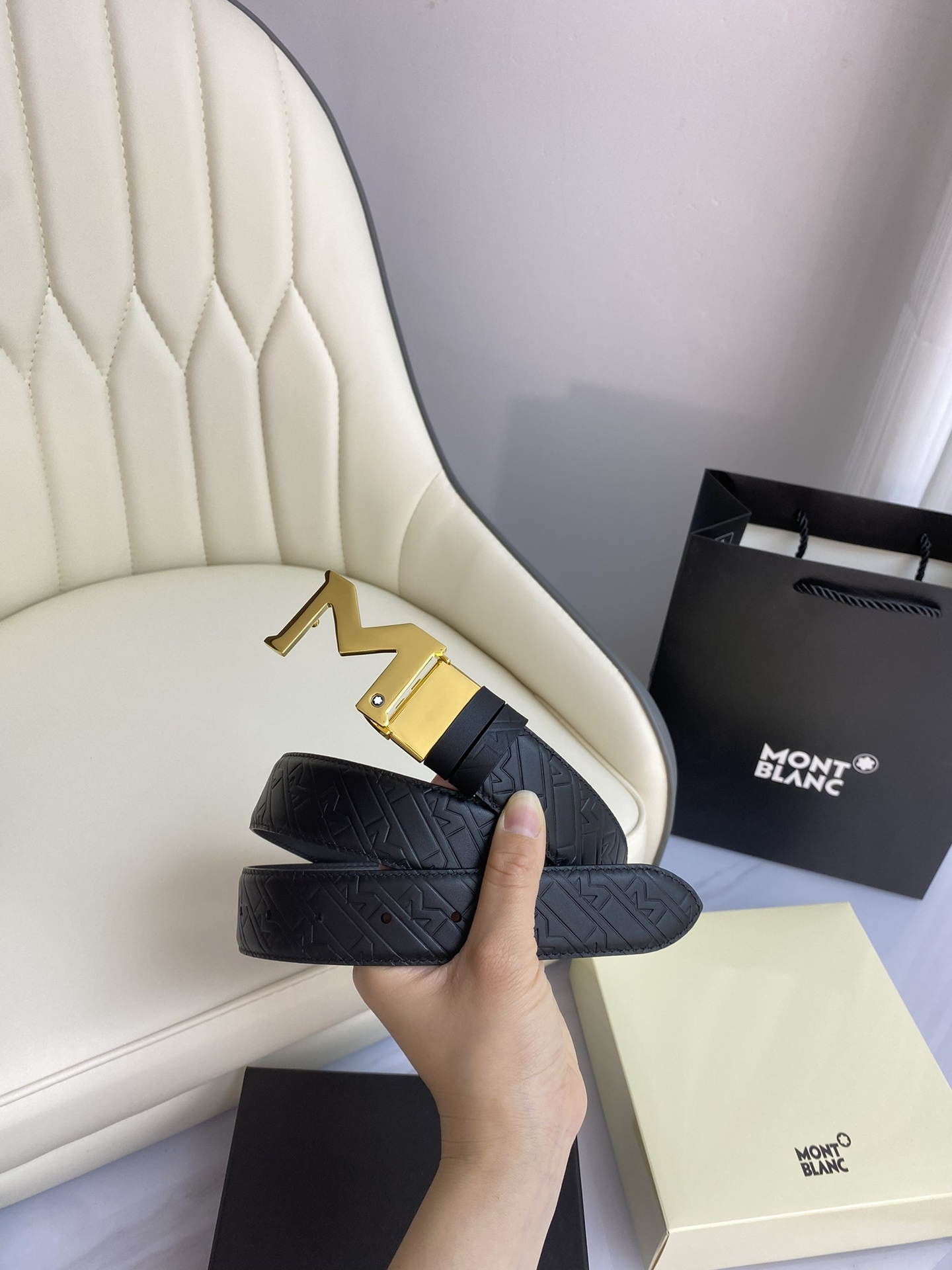 Montblanc Leather Belt Top Grain Leather M-l