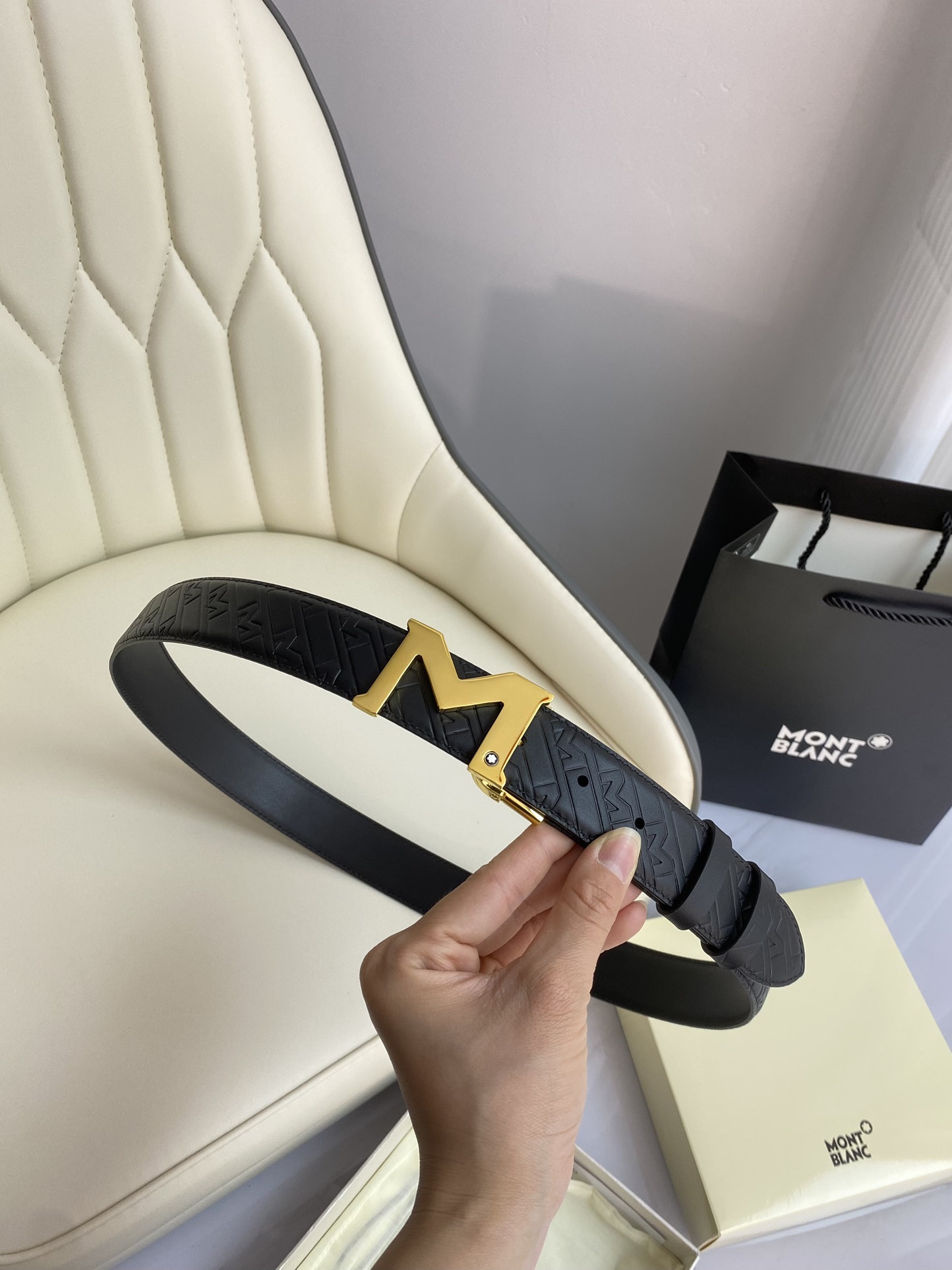 Montblanc Leather Belt Top Grain Leather M-l