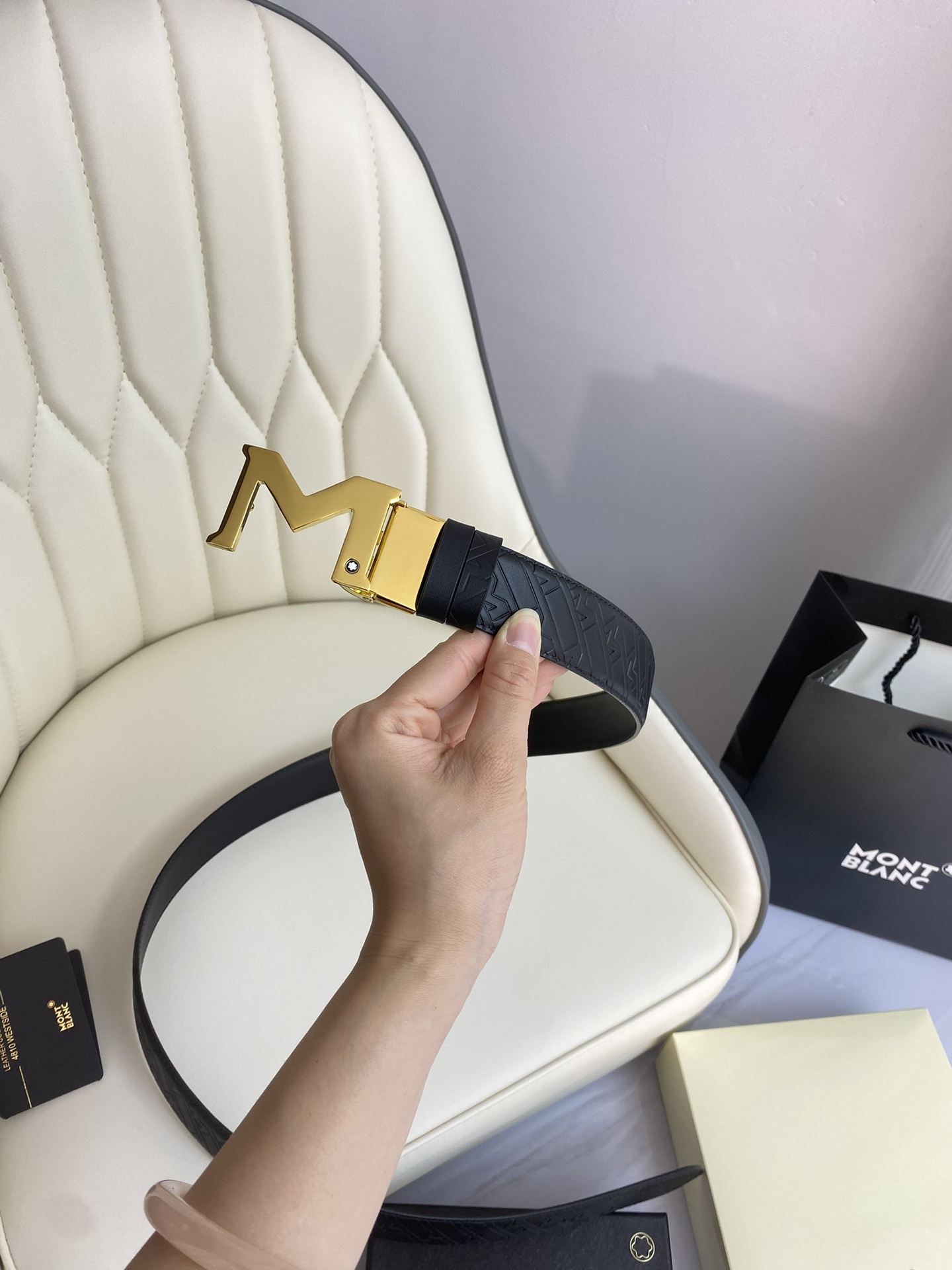 Montblanc Leather Belt Top Grain Leather M-l