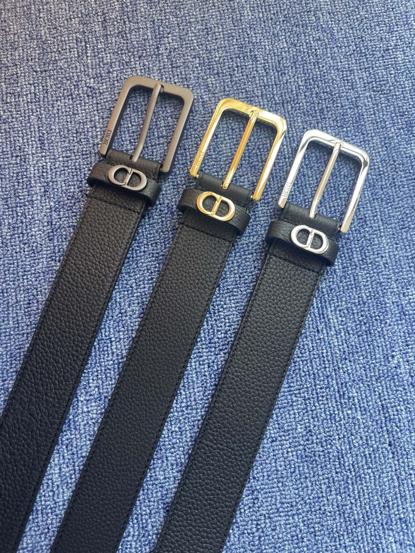 Dior Pin Buckle Belt Cow Leather Black