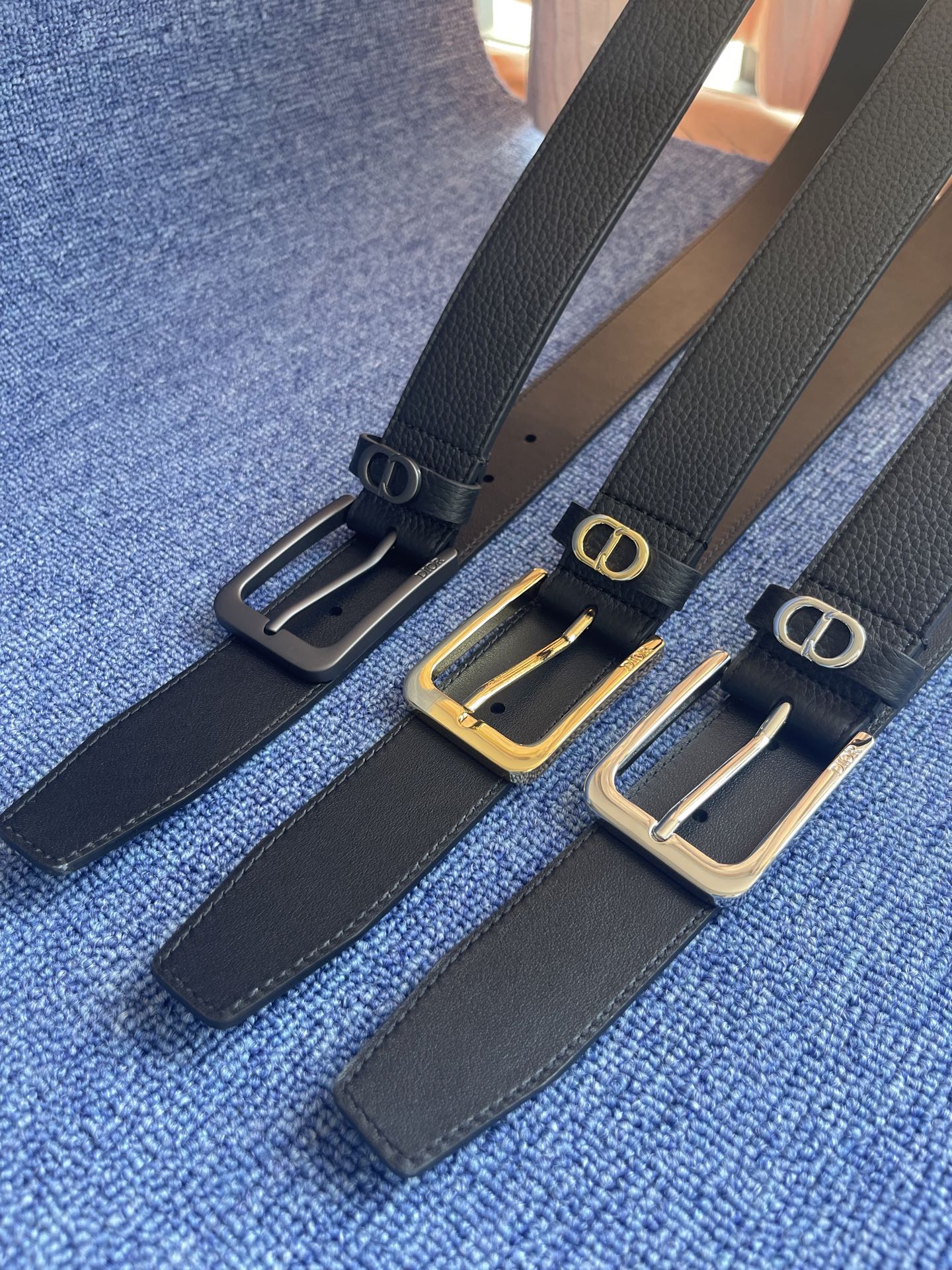 Dior Pin Buckle Belt Cow Leather Black