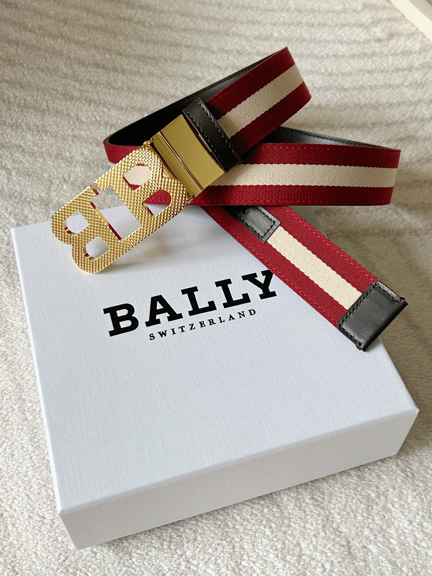 Bally Male Leather Belt Top Grain Leather M-l
