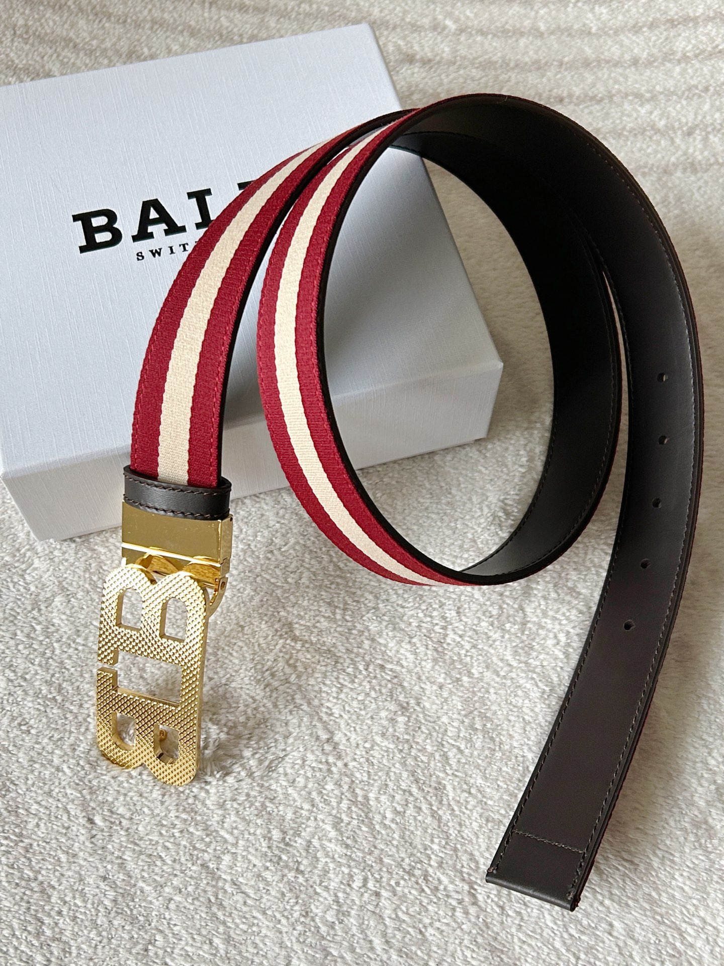 Bally Male Leather Belt Top Grain Leather M-l
