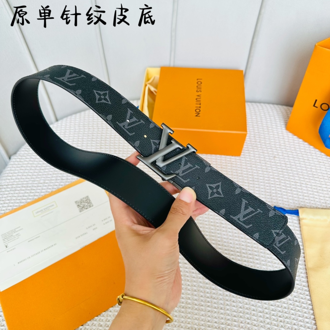 Louis Vuitton Male Basic Belt Cow Leather 40cm-40mm-l