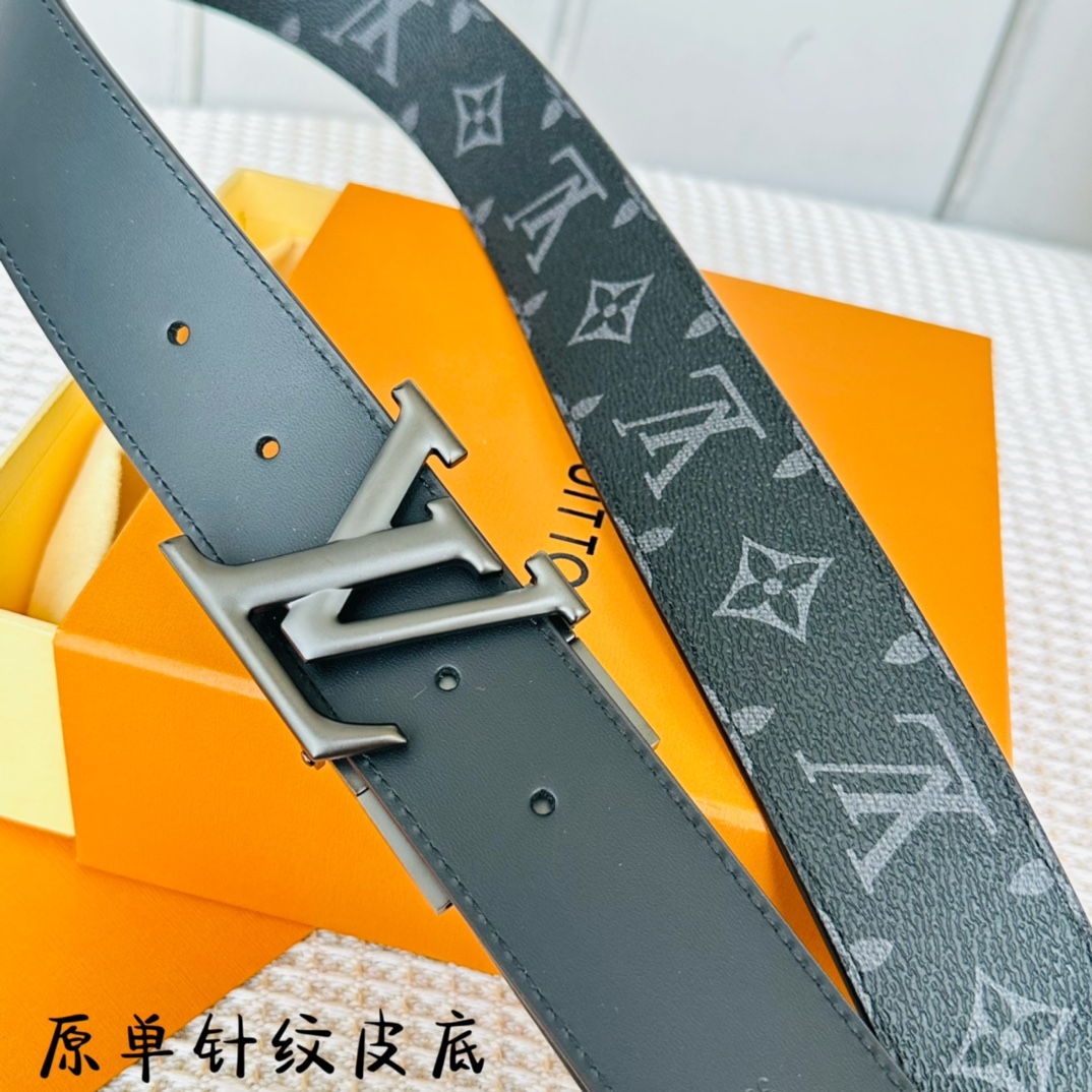 Louis Vuitton Male Basic Belt Cow Leather 40cm-40mm-l
