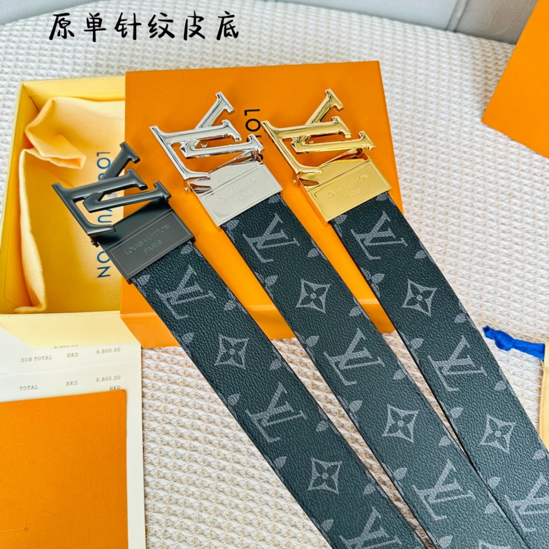 Louis Vuitton Male Basic Belt Cow Leather 40cm-40mm-l