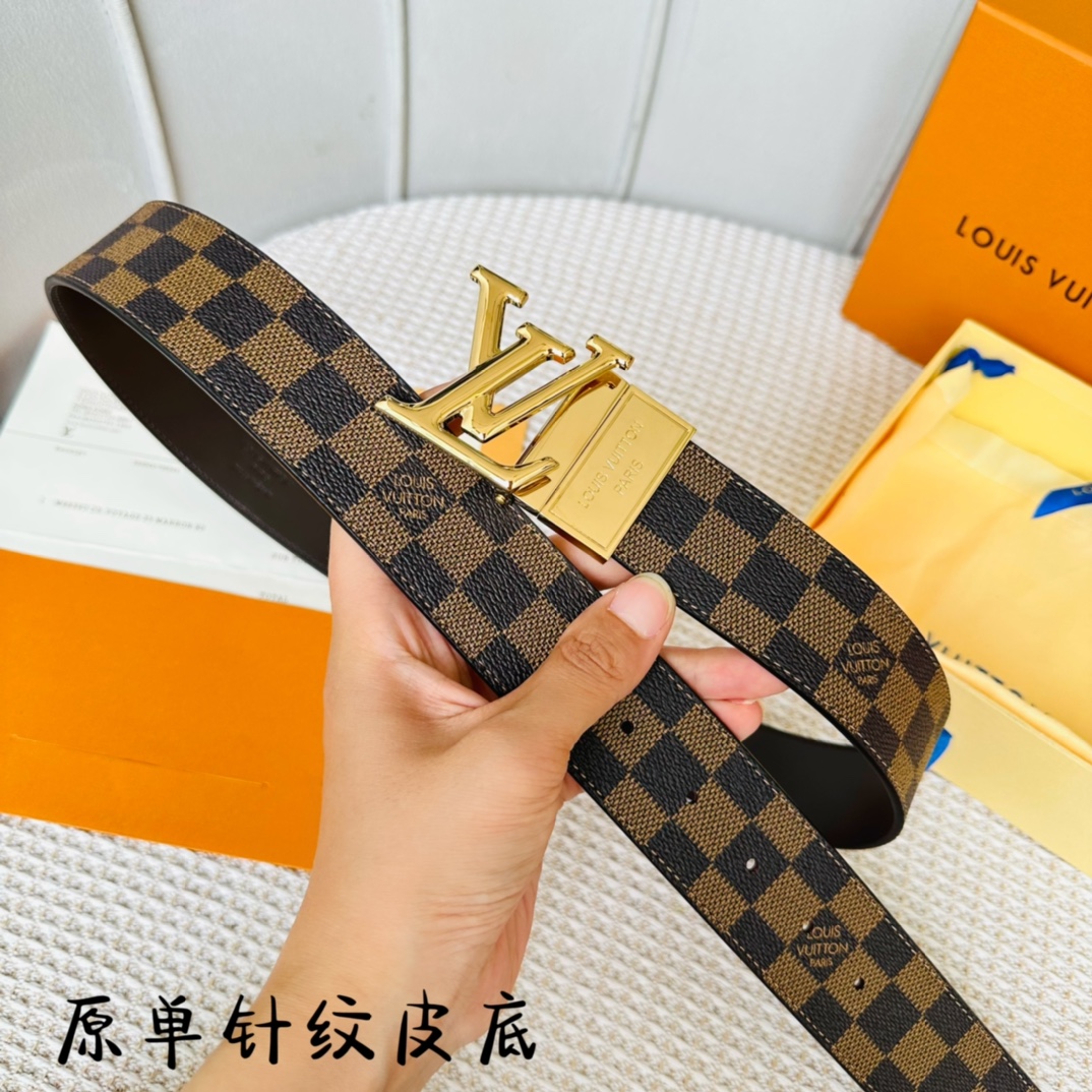 Louis Vuitton Male Basic Belt Cow Leather 40cm-40mm-l