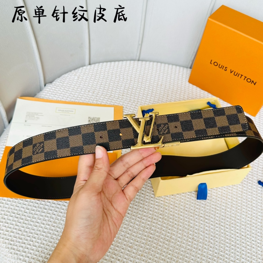 Louis Vuitton Male Basic Belt Cow Leather 40cm-40mm-l