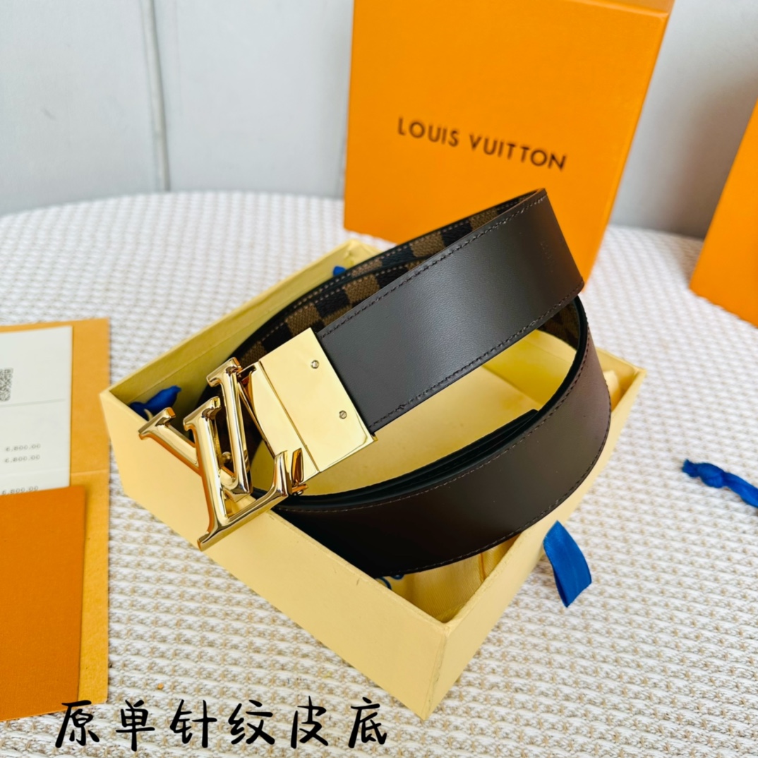 Louis Vuitton Male Basic Belt Cow Leather 40cm-40mm-l