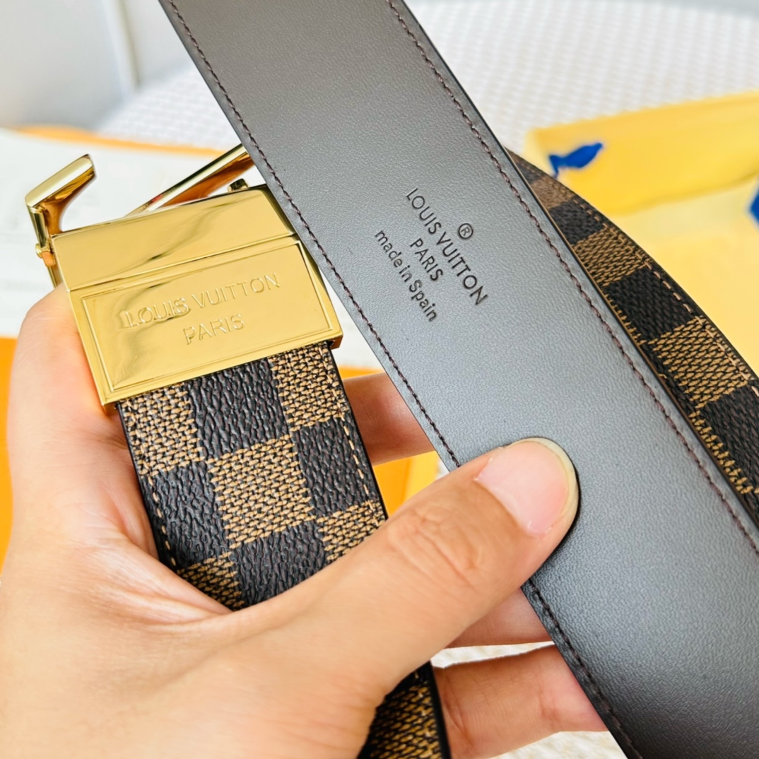 Louis Vuitton Male Basic Belt Cow Leather 40cm-40mm-l