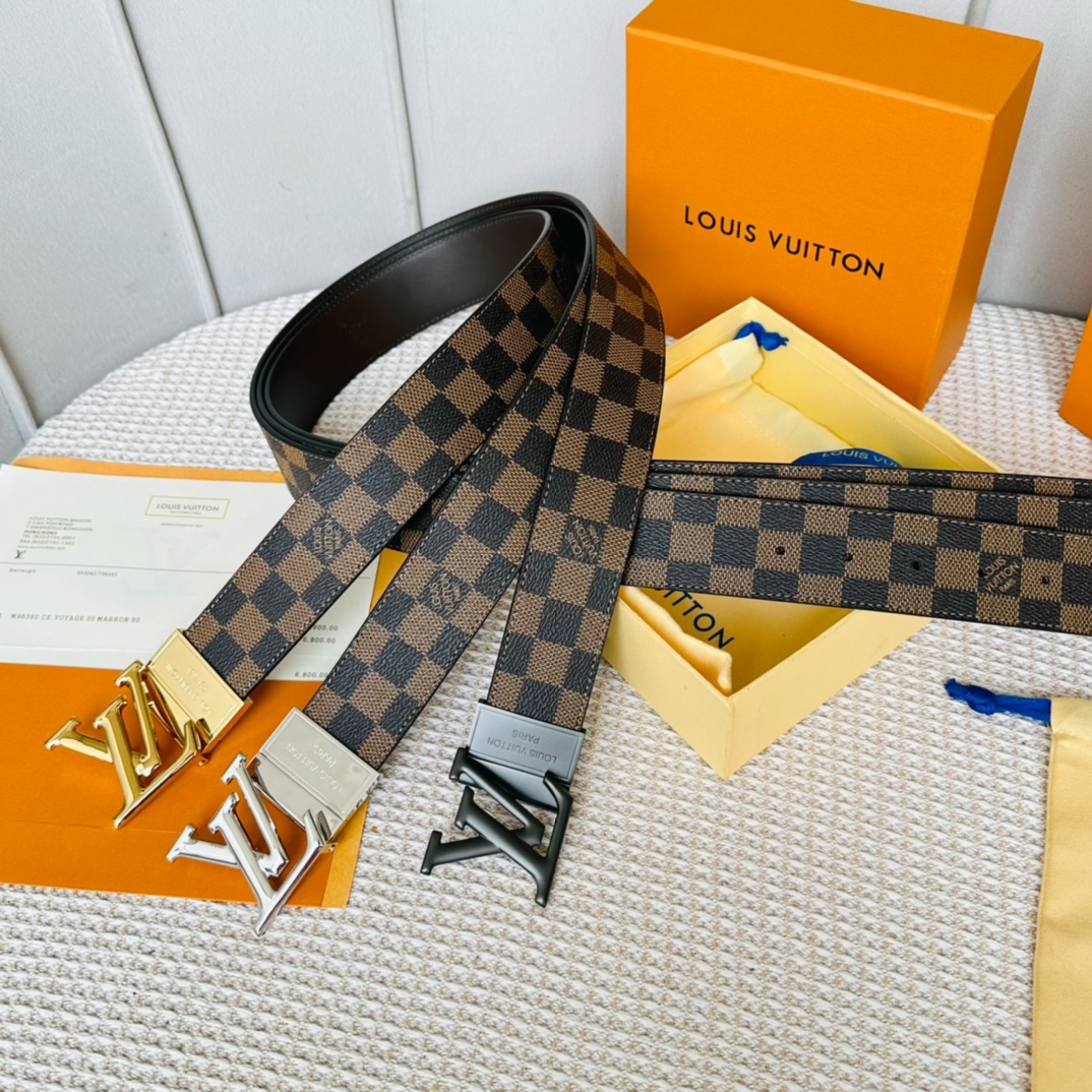 Louis Vuitton Male Basic Belt Cow Leather 40cm-40mm-l