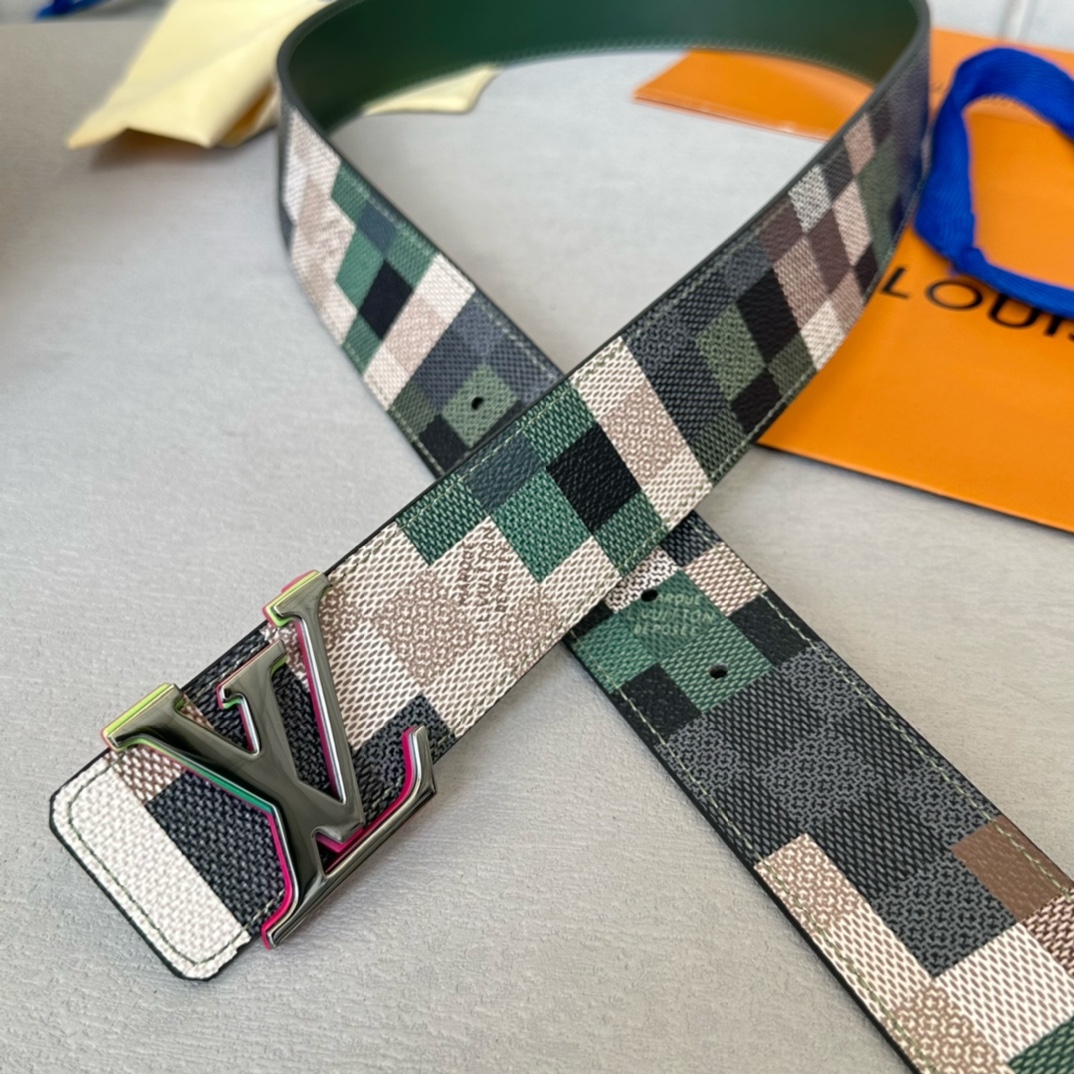 Louis Vuitton Male Basic Belt Cow Leather White 40mm-m