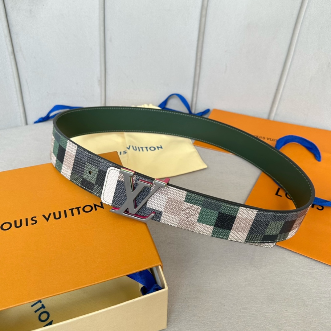 Louis Vuitton Male Basic Belt Cow Leather White 40mm-m