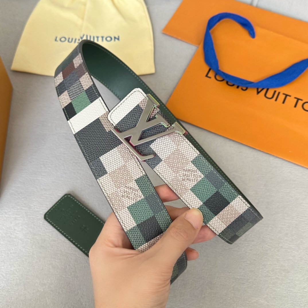 Louis Vuitton Male Basic Belt Cow Leather White 40mm-m