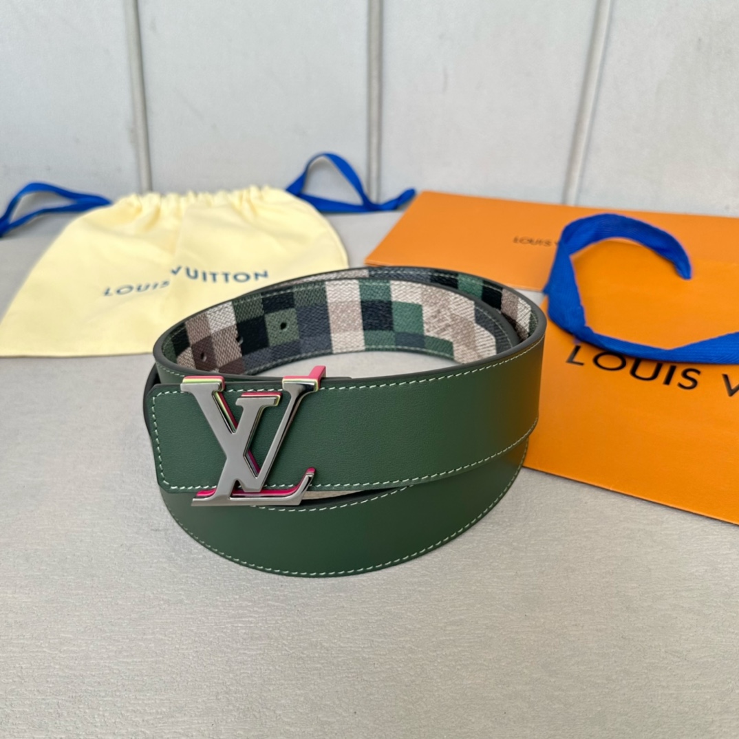 Louis Vuitton Male Basic Belt Cow Leather White 40mm-m