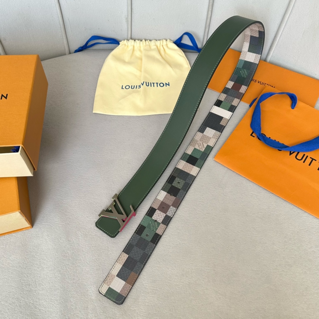 Louis Vuitton Male Basic Belt Cow Leather White 40mm-m