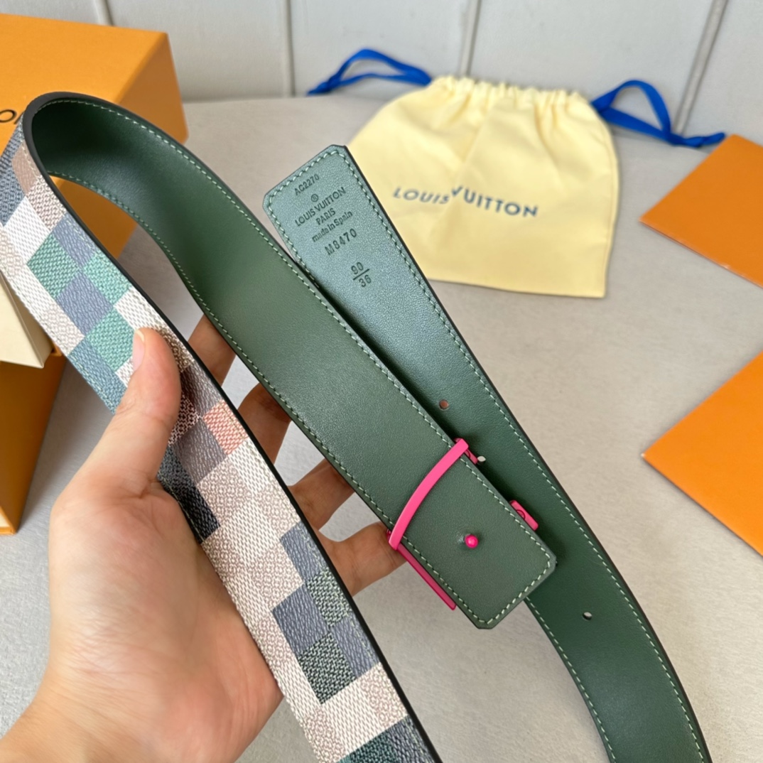 Louis Vuitton Male Basic Belt Cow Leather White 40mm-m