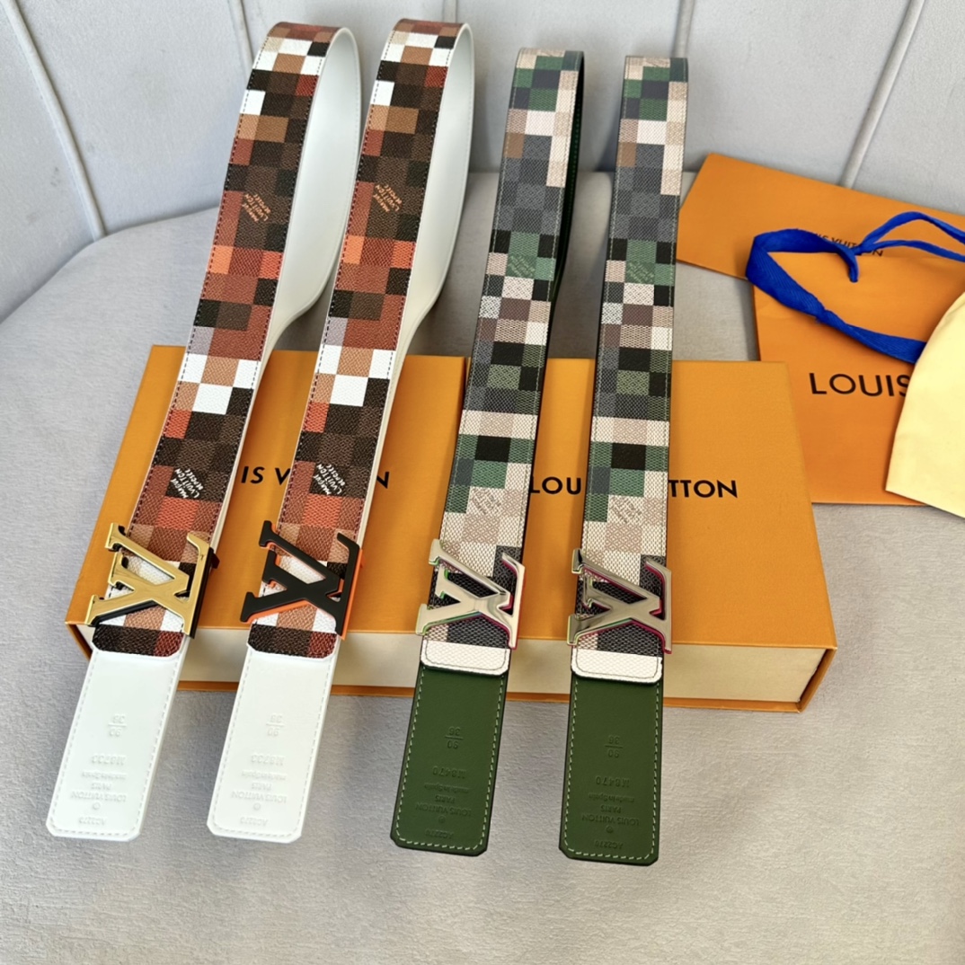 Louis Vuitton Male Basic Belt Cow Leather White 40mm-m