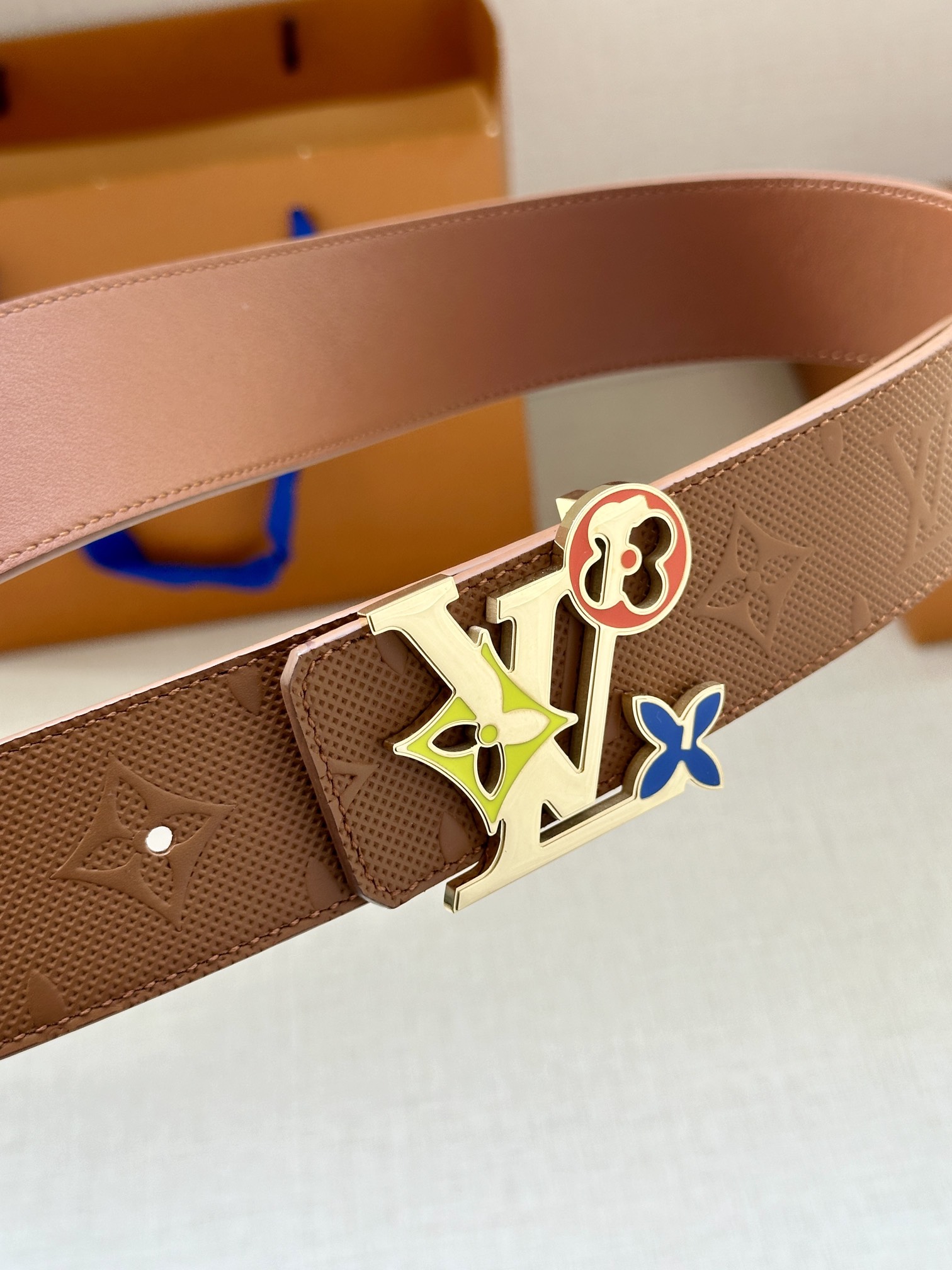 Louis Vuitton Leather Belt Cow Leather L