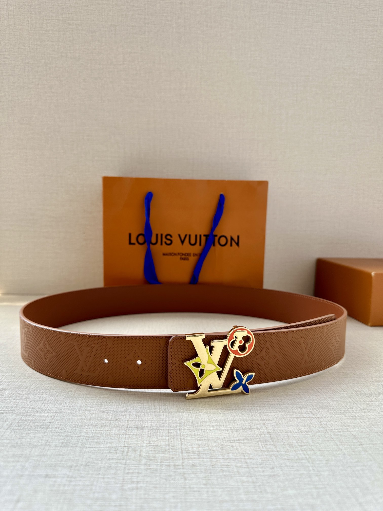 Louis Vuitton Leather Belt Cow Leather L