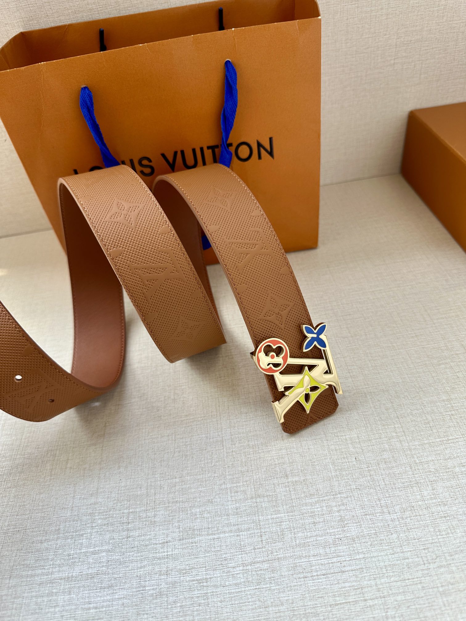 Louis Vuitton Leather Belt Cow Leather L