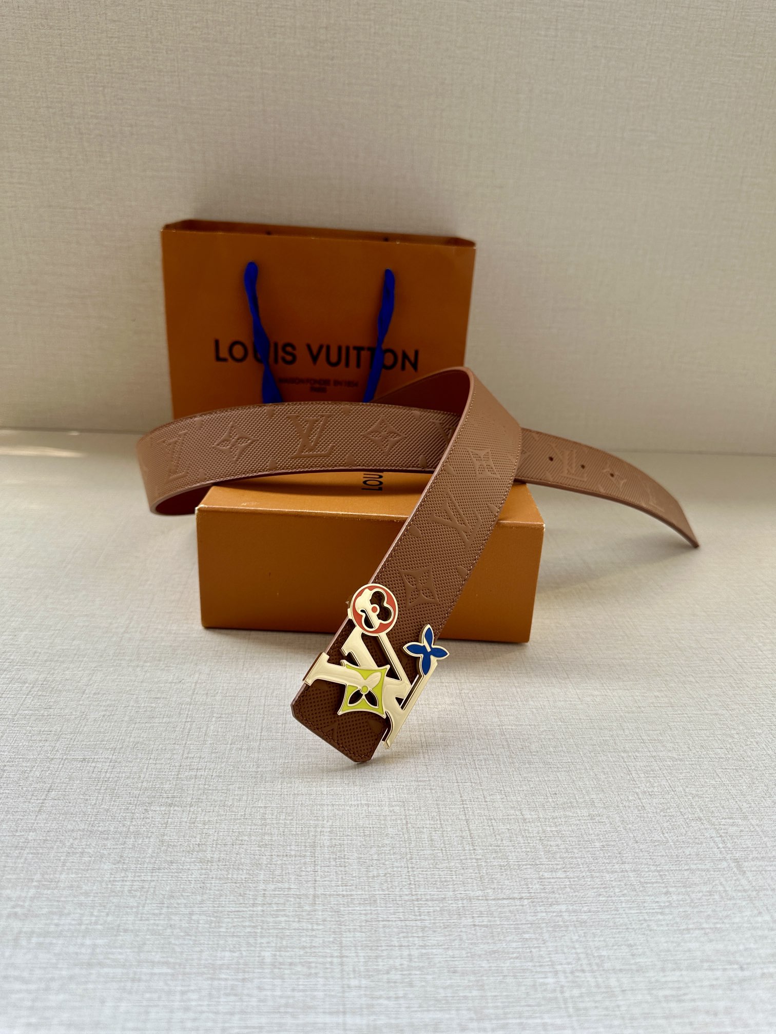 Louis Vuitton Leather Belt Cow Leather L