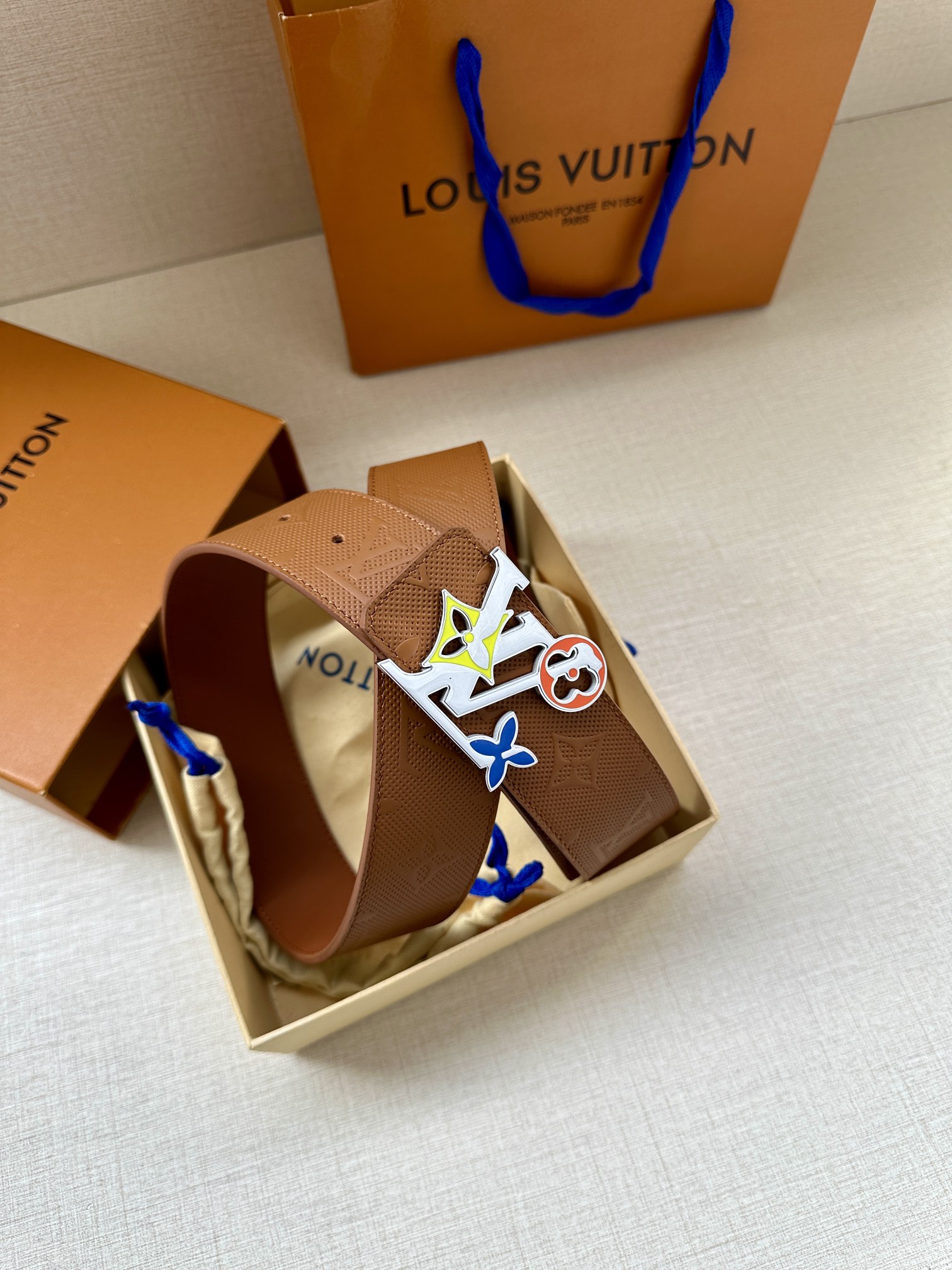 Louis Vuitton Leather Belt Cow Leather L