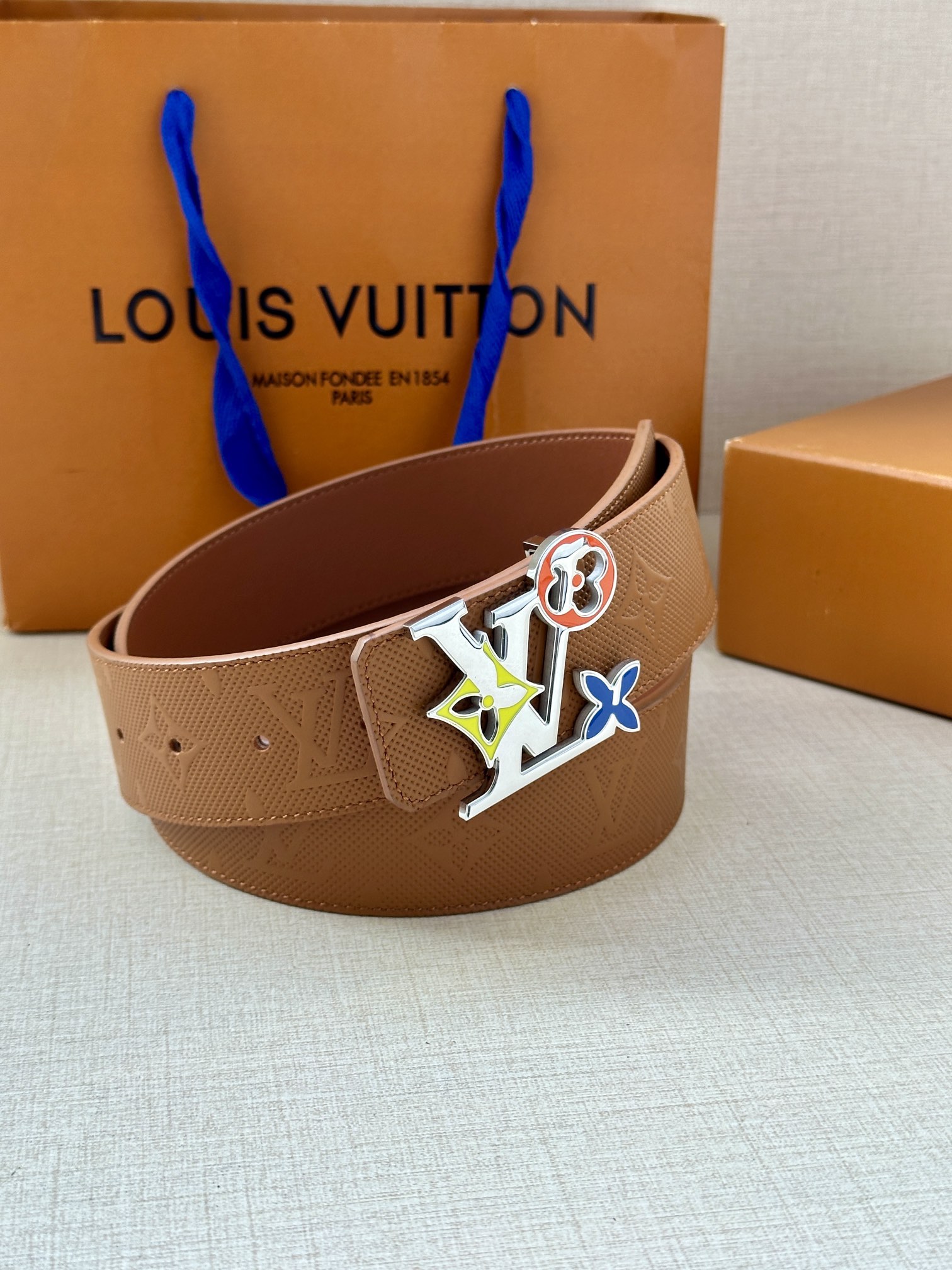 Louis Vuitton Leather Belt Cow Leather L