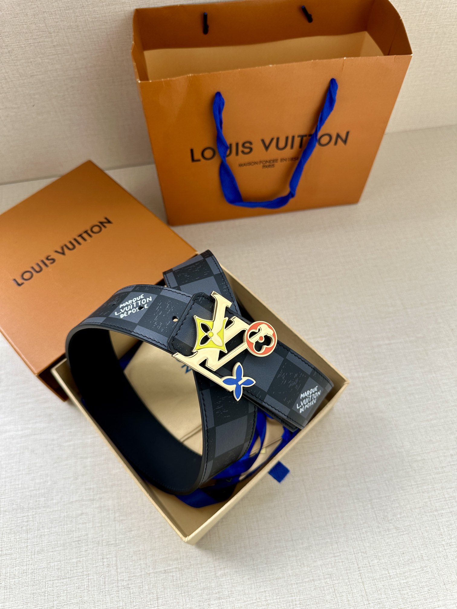 Louis Vuitton Leather Belt Cow Leather L