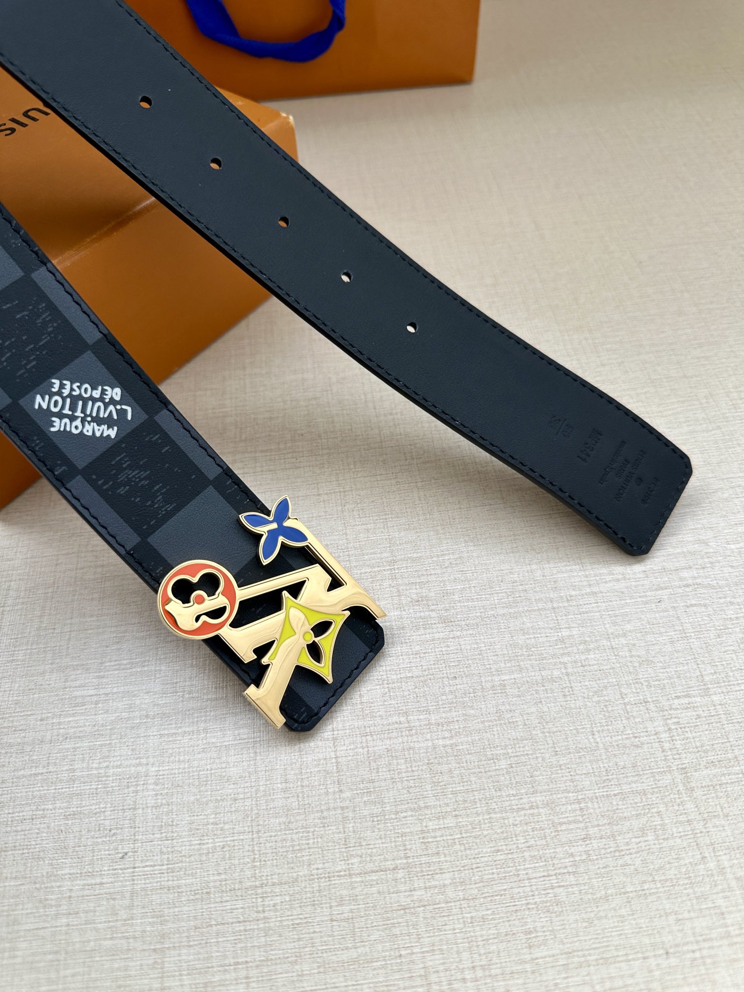 Louis Vuitton Leather Belt Cow Leather L