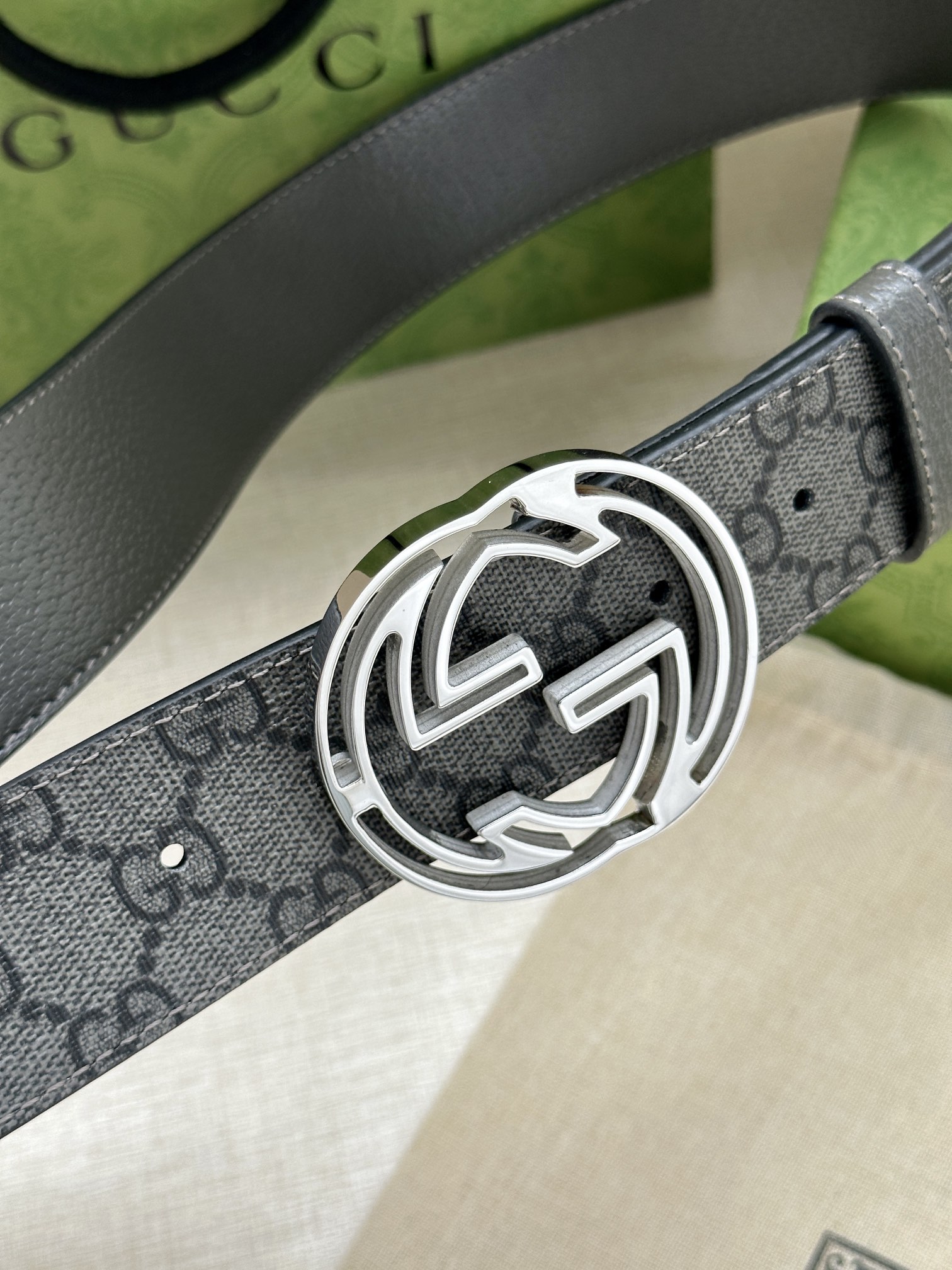 Gucci Male Leather Belt Top Grain Leather Black S-m