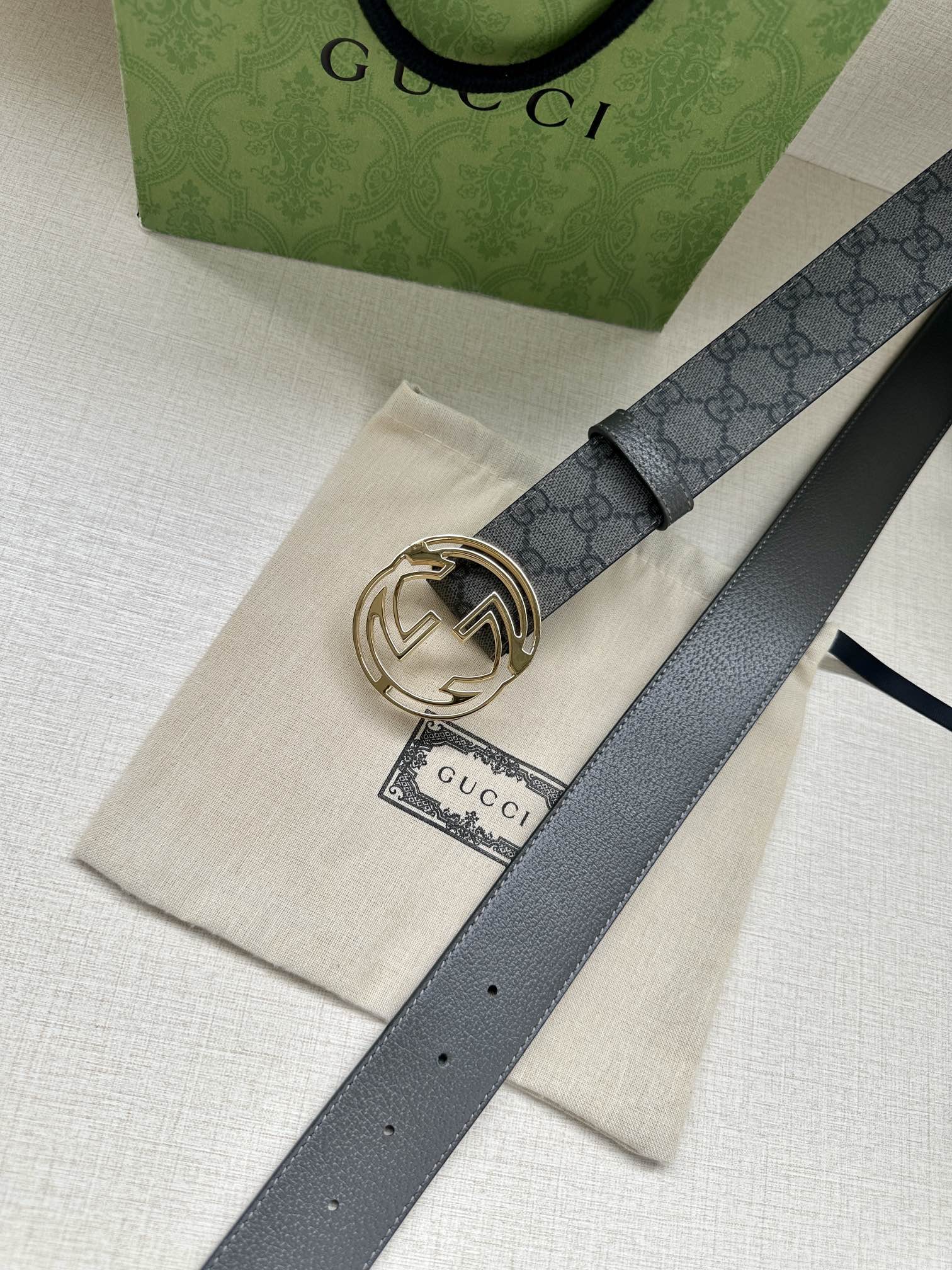 Gucci Male Leather Belt Top Grain Leather Black S-m