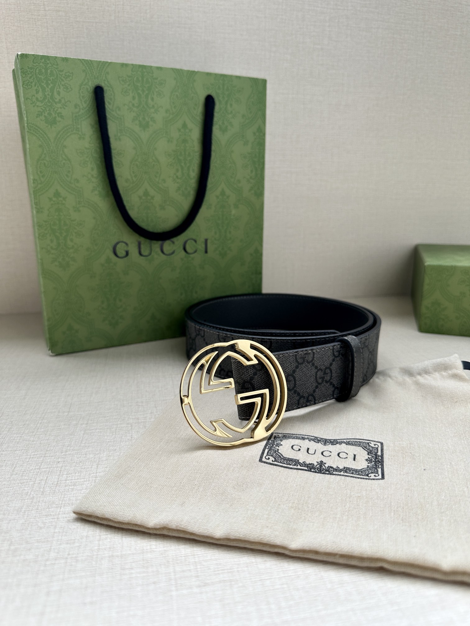 Gucci Male Leather Belt Top Grain Leather Black S-m