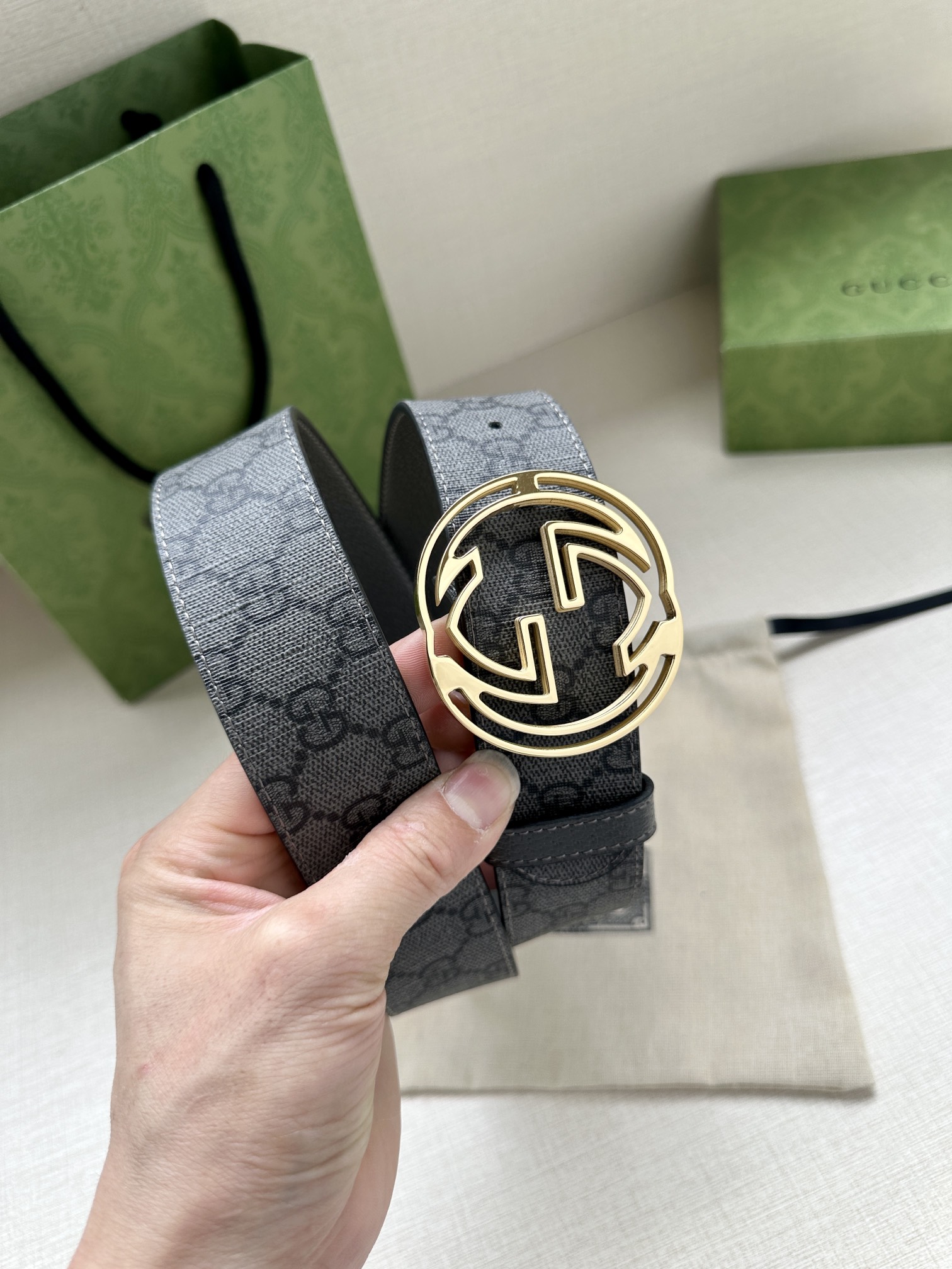 Gucci Male Leather Belt Top Grain Leather Black S-m