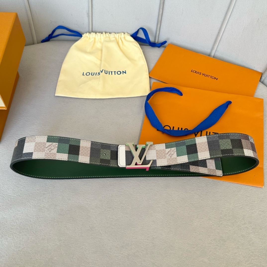 Louis Vuitton Male Basic Belt Cow Leather White 40mm-m