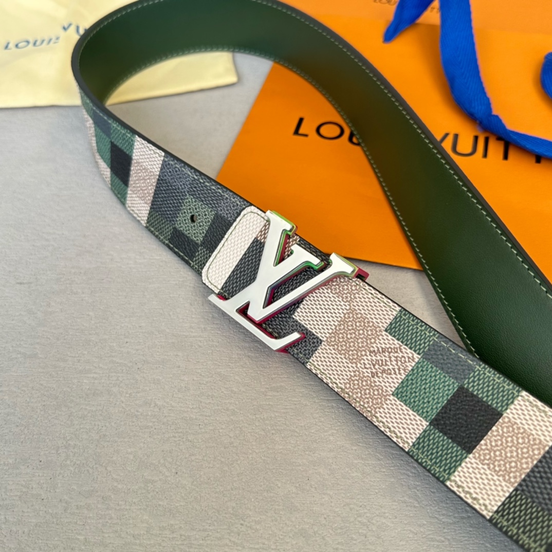 Louis Vuitton Male Basic Belt Cow Leather White 40mm-m