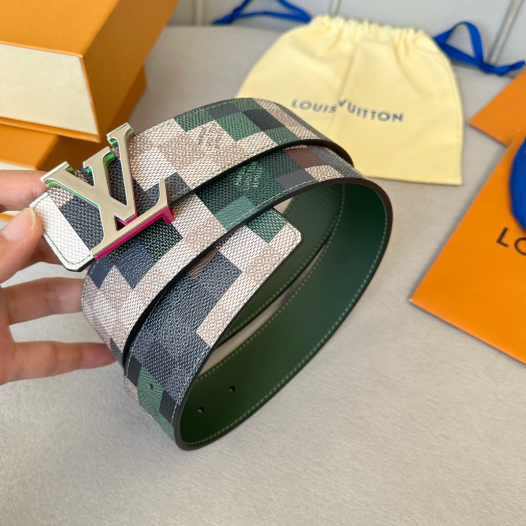 Louis Vuitton Male Basic Belt Cow Leather White 40mm-m