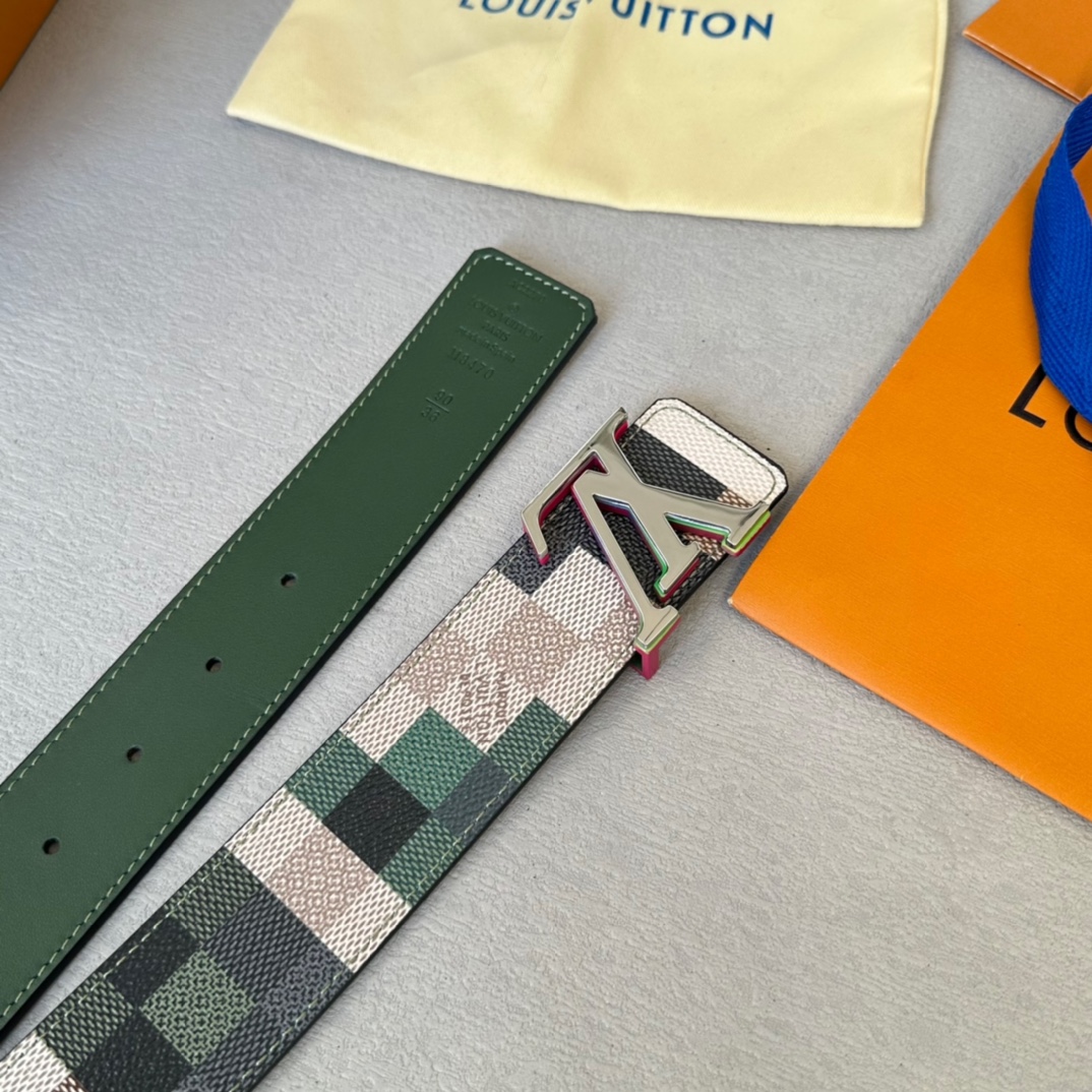 Louis Vuitton Male Basic Belt Cow Leather White 40mm-m